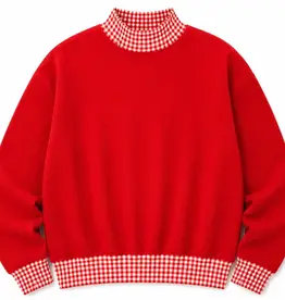 ARB Blanks Gingham Red Mock Neck