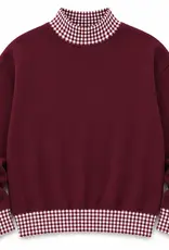 ARB Blanks Gingham Maroon Mock Neck
