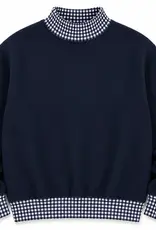 ARB Blanks Gingham Navy Mock Neck