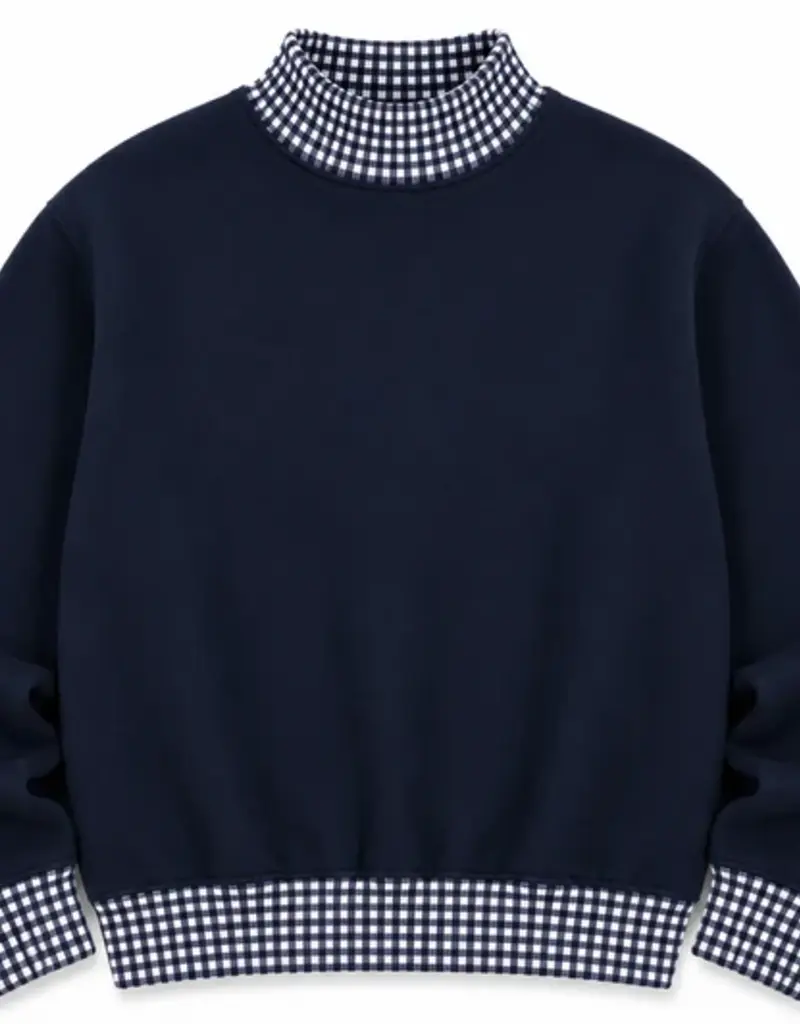ARB Blanks Gingham Navy Mock Neck