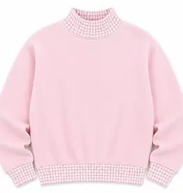 ARB Blanks Gingham Light Pink Mock Neck