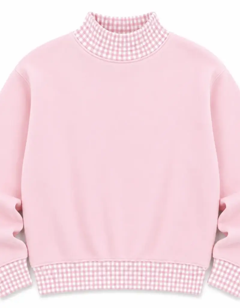 ARB Blanks Gingham Light Pink Mock Neck