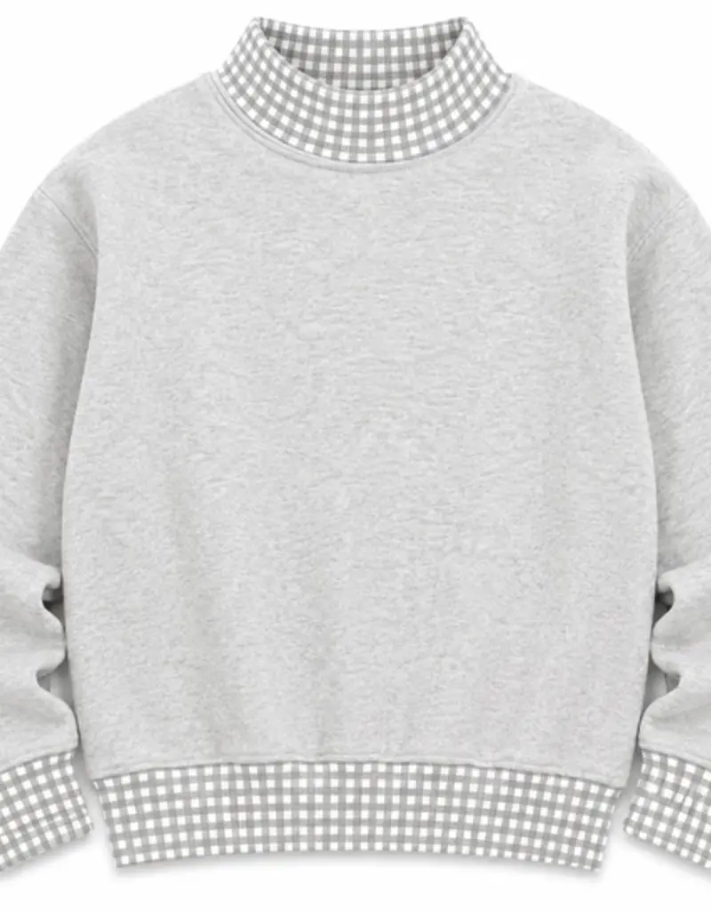 ARB Blanks Gingham Heather Grey Mock Neck