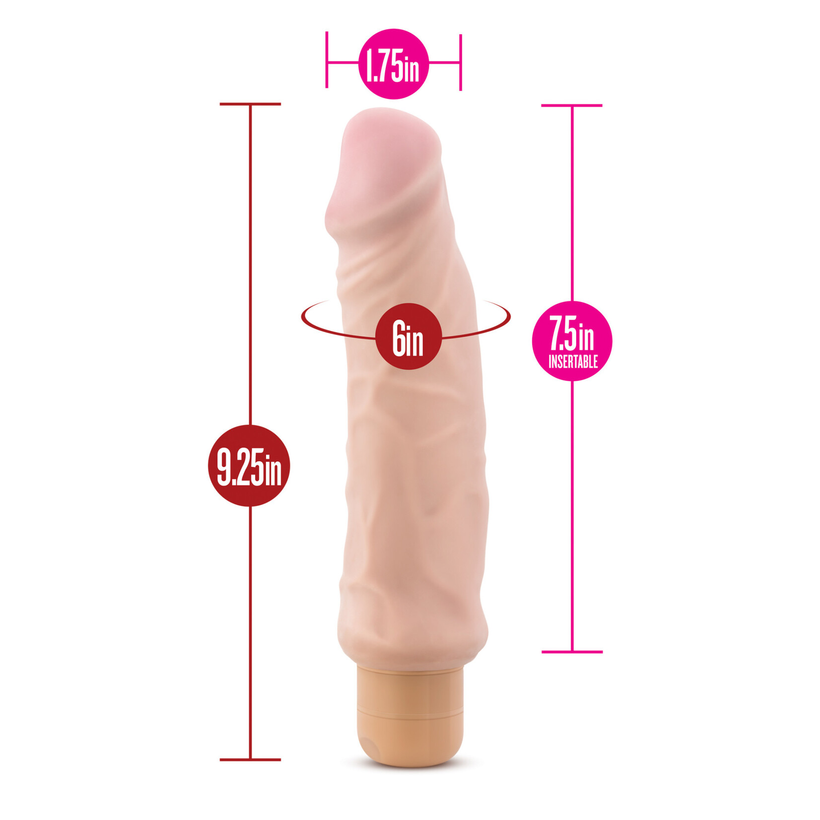 X5 X5 Plus - Hard On Vibrating 9" Dildo - Beige