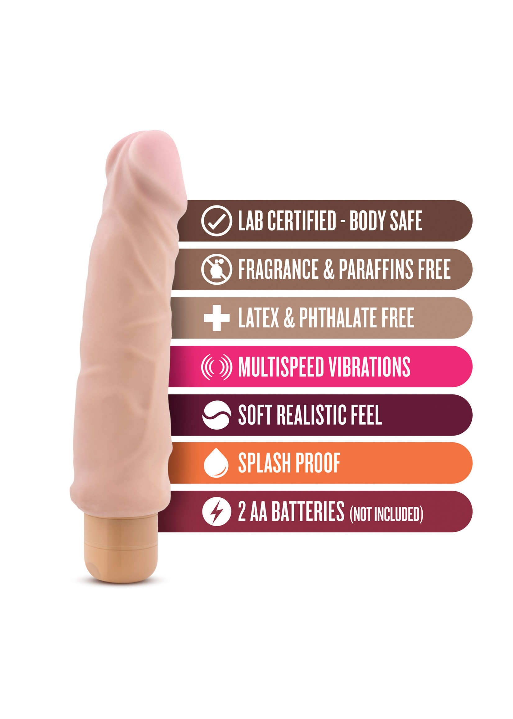 X5 X5 Plus - Hard On Vibrating 9" Dildo - Beige