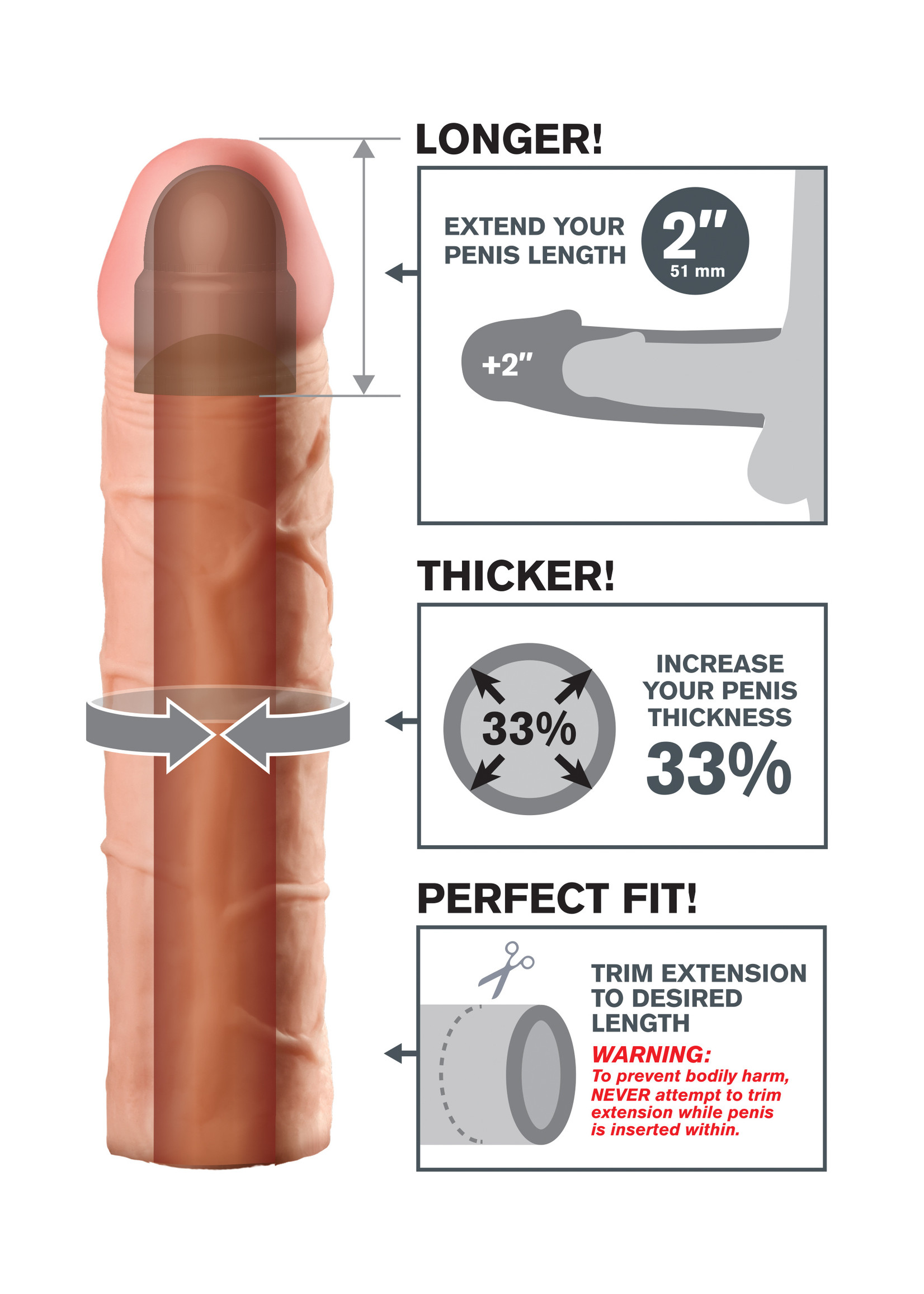 Pipedream Fantasy X-tensions Perfect 2" Extension - Flesh