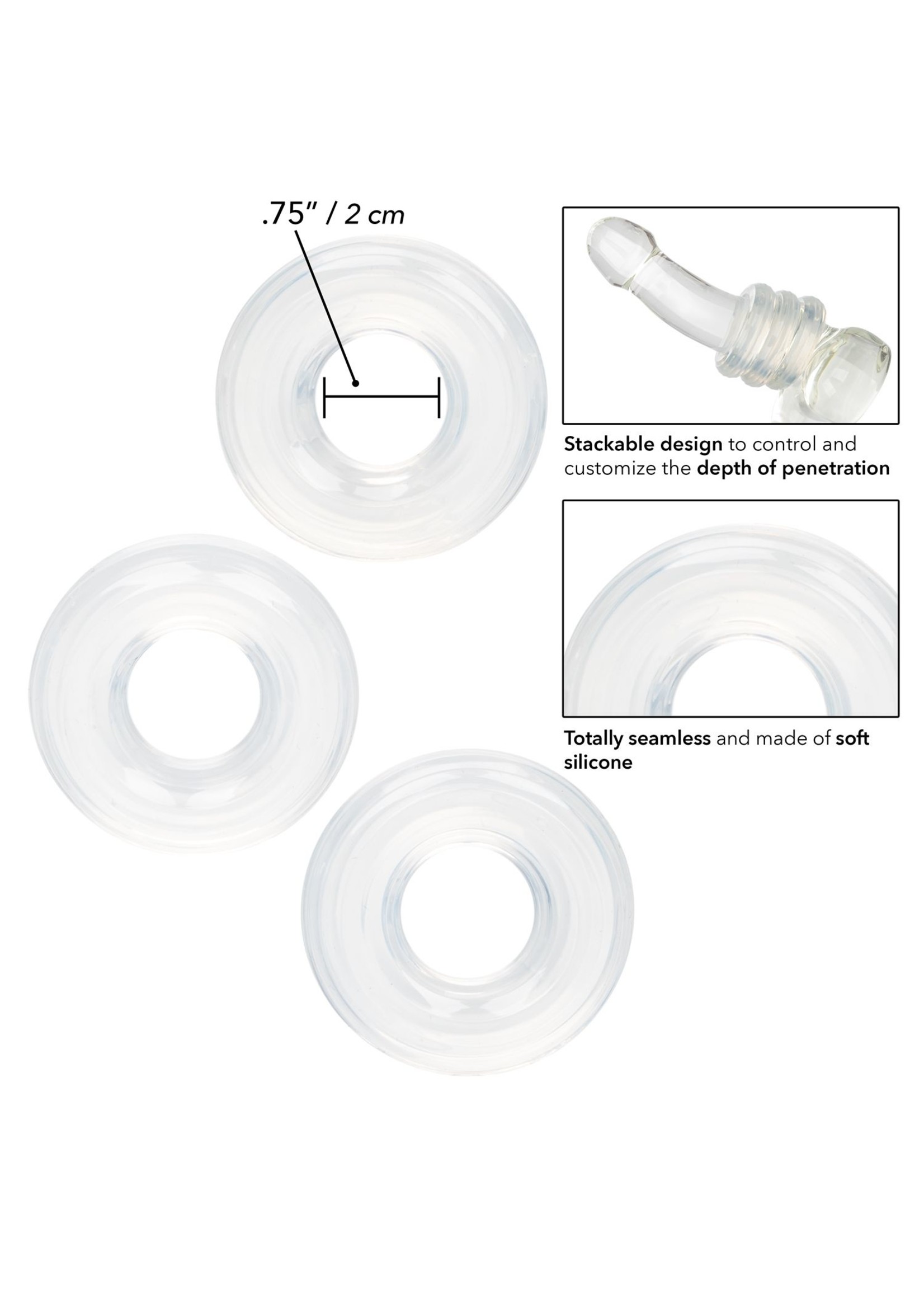Cal Exotic Novelties Set of 3 Silicone Stacker Rings