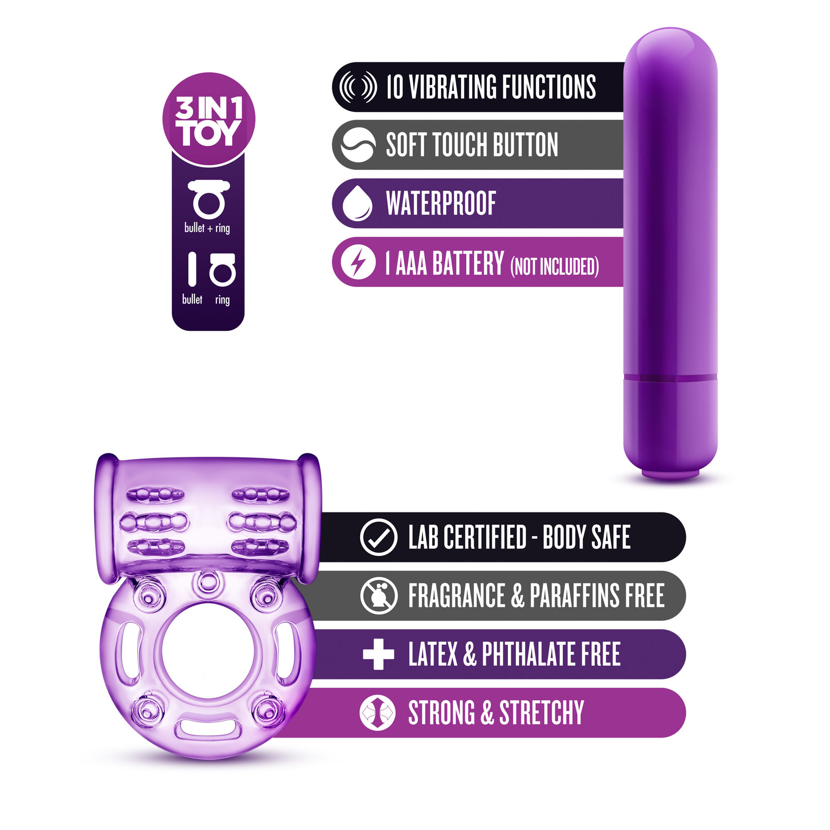 Play With Me Play With Me Vibrating C Ring - Purple
