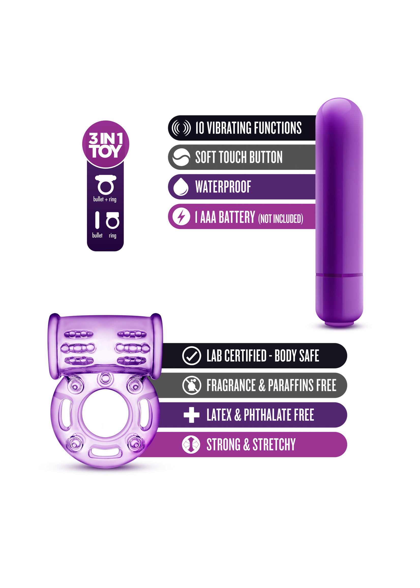 Play With Me Play With Me Vibrating C Ring - Purple