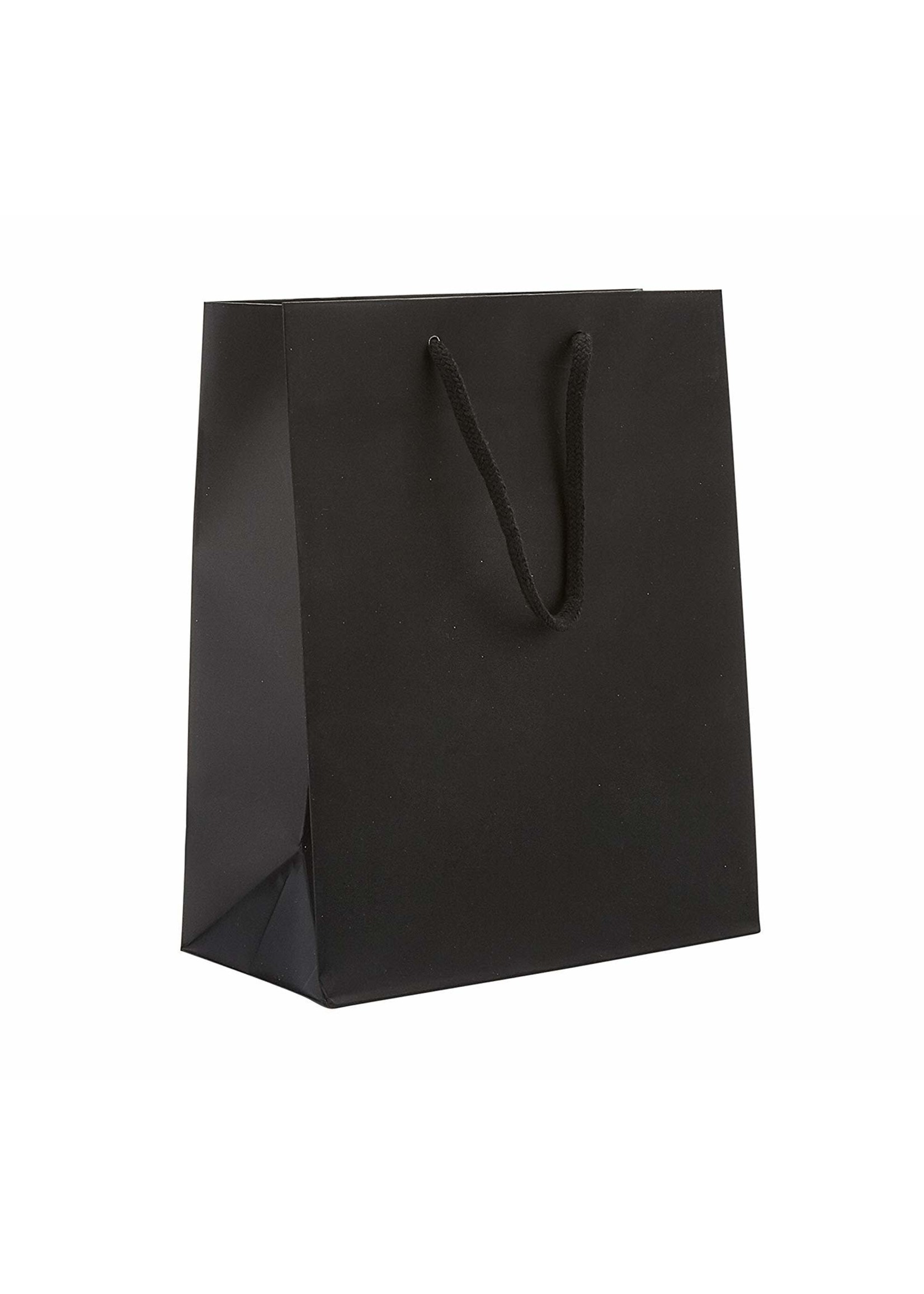 Ribbon Handle Medium Black Bag