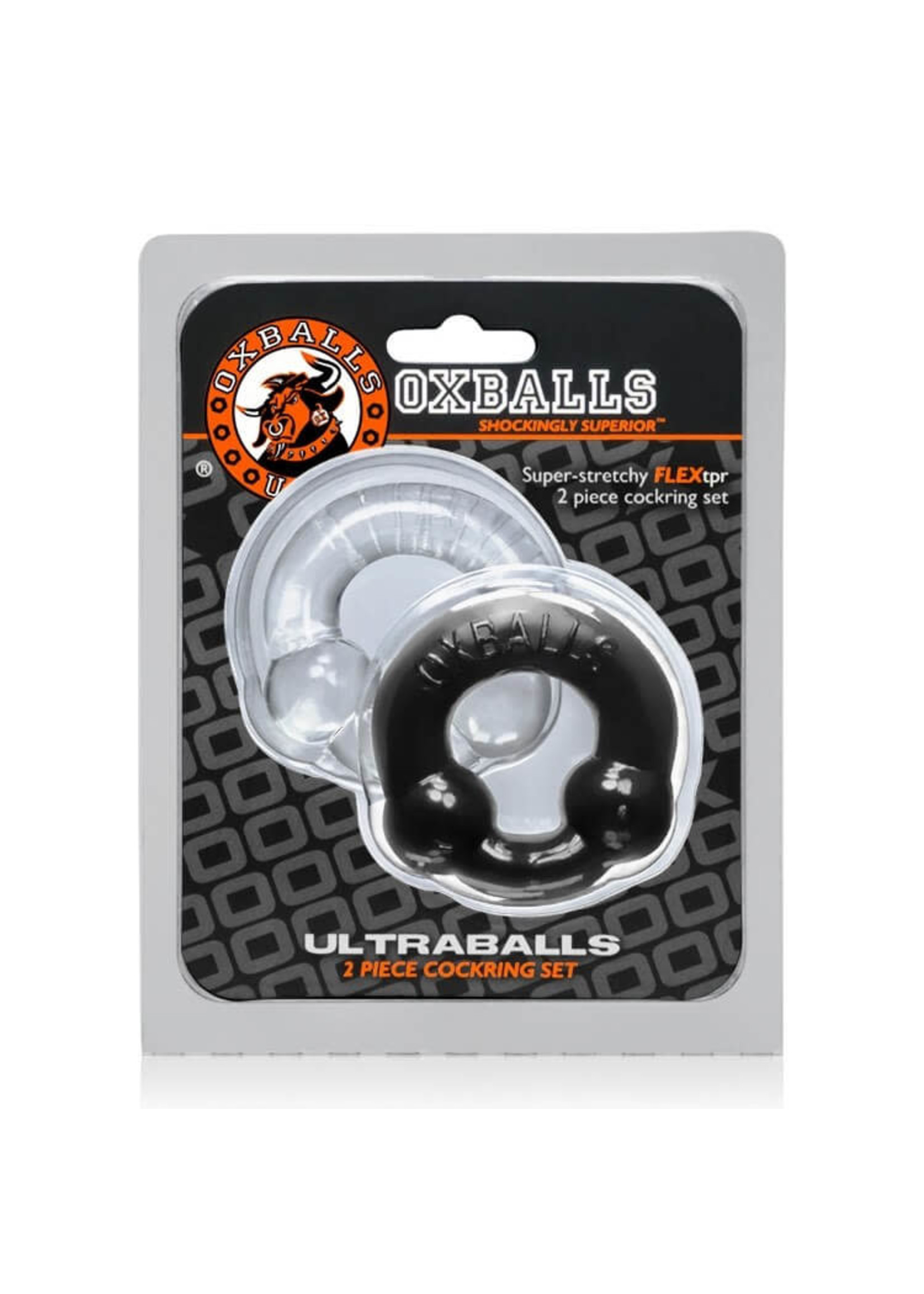 Oxballs Ultraballs 2-Pack Cockring Clr/Blk