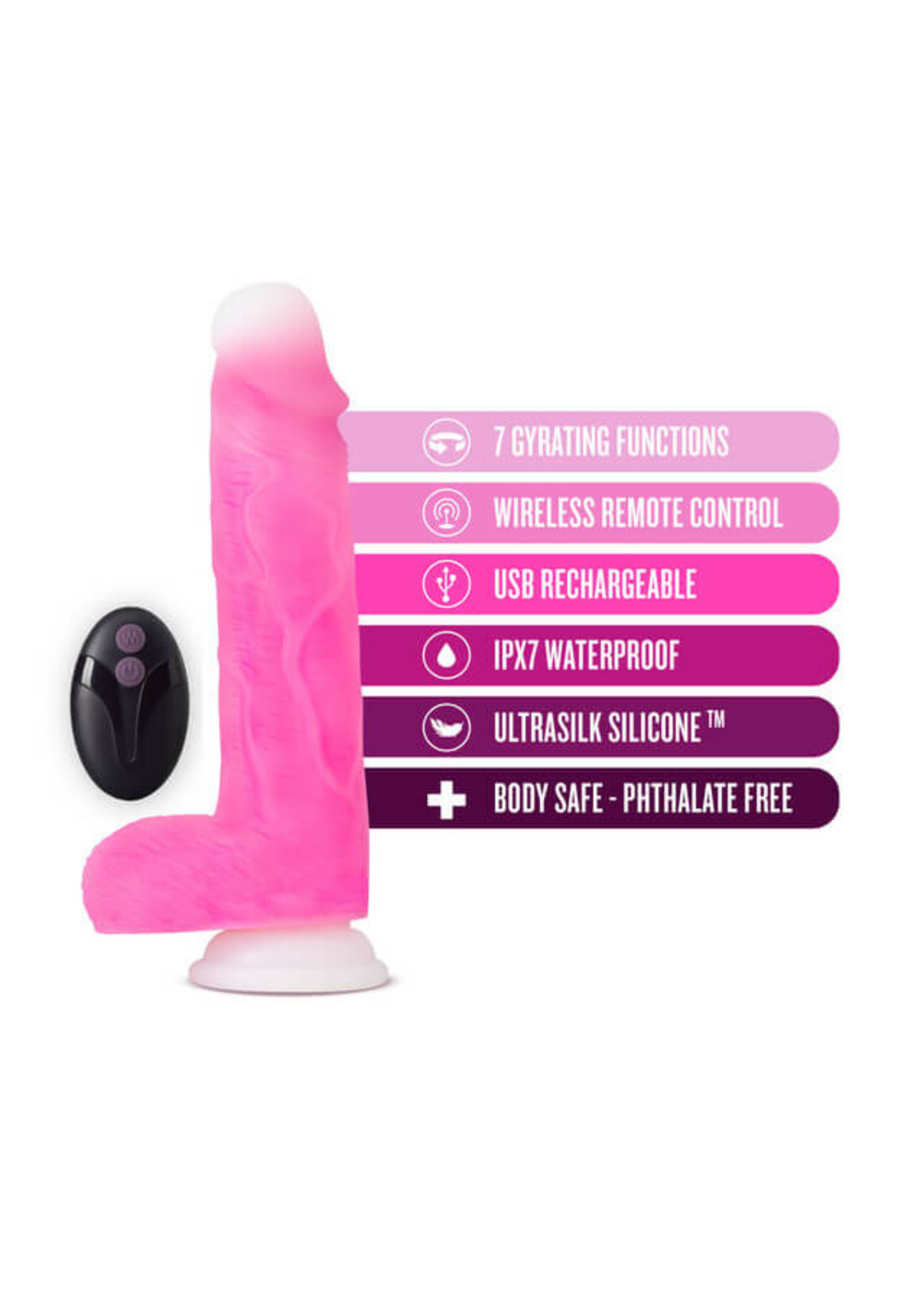 Blush Novelties Neo Elite - Roxy - 8 Inch Gyrating Dildo - Pink