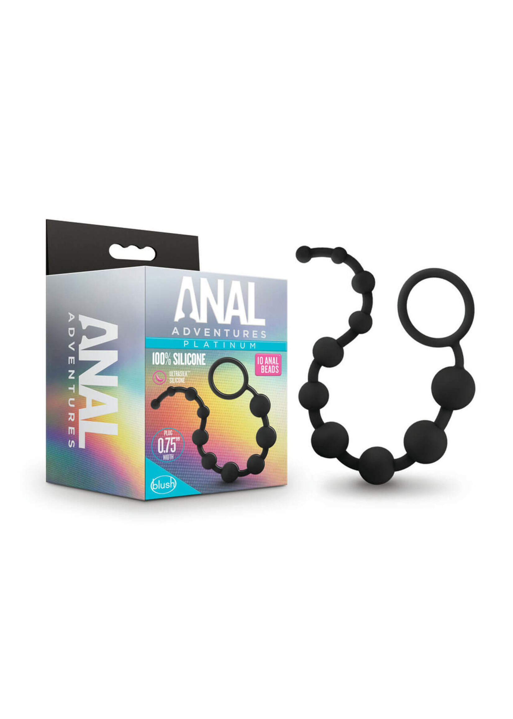 Blush Novelties Anal Adventures Platinum - Silicone 10 Anal Beads - Black