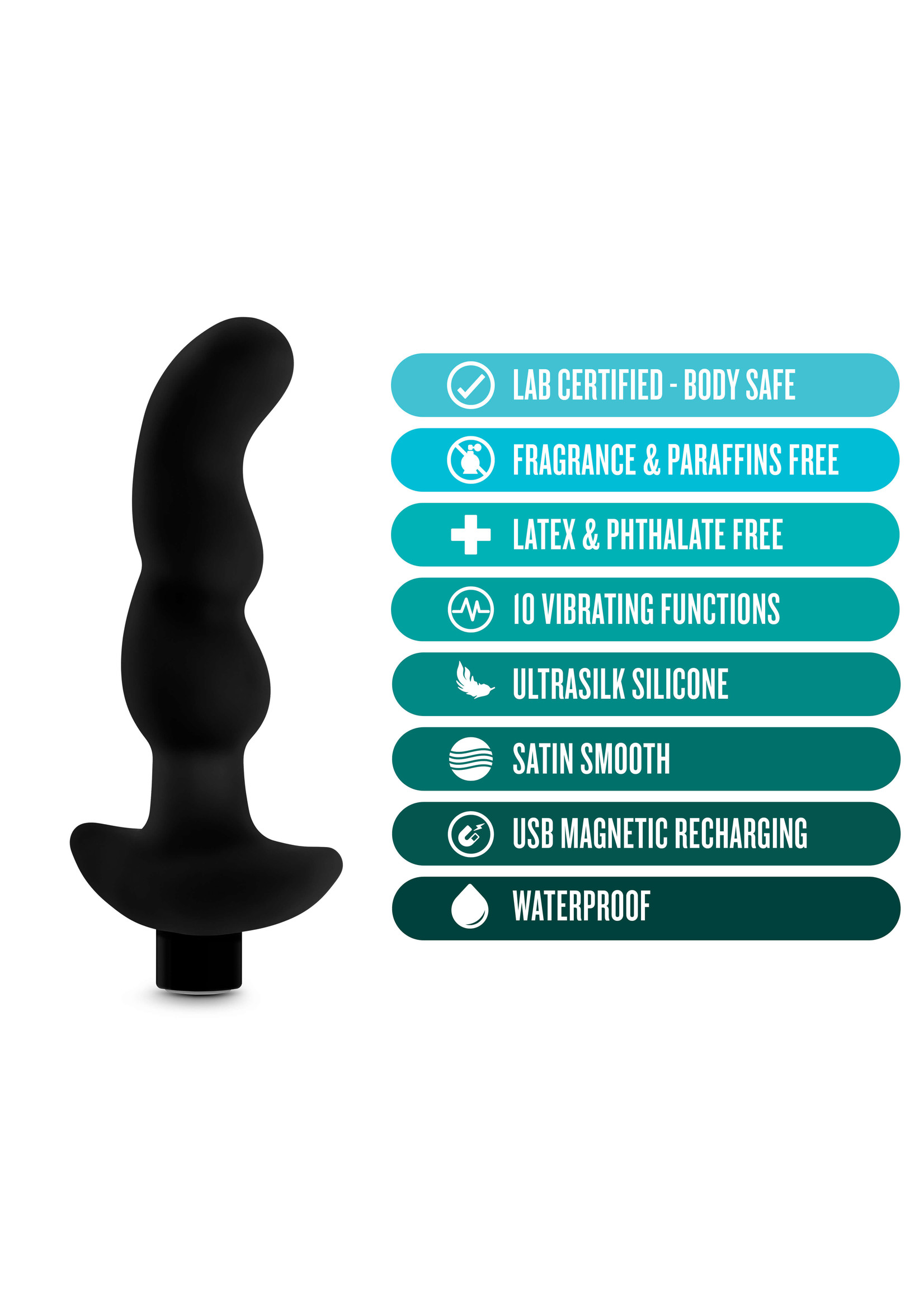 Anal Adventures Platinum Silicone Vibrating Prostate Massager 03 - Black
