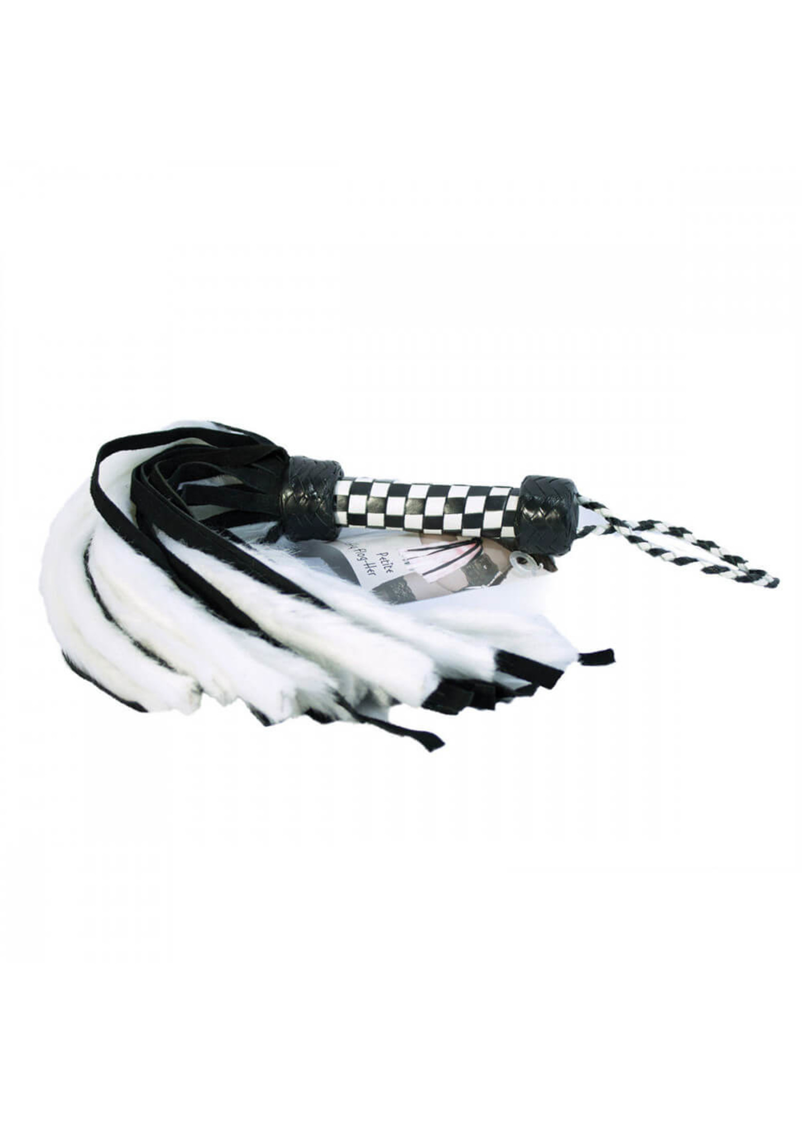 Suede and Fluff MINI Flogger - 18" - White/Black