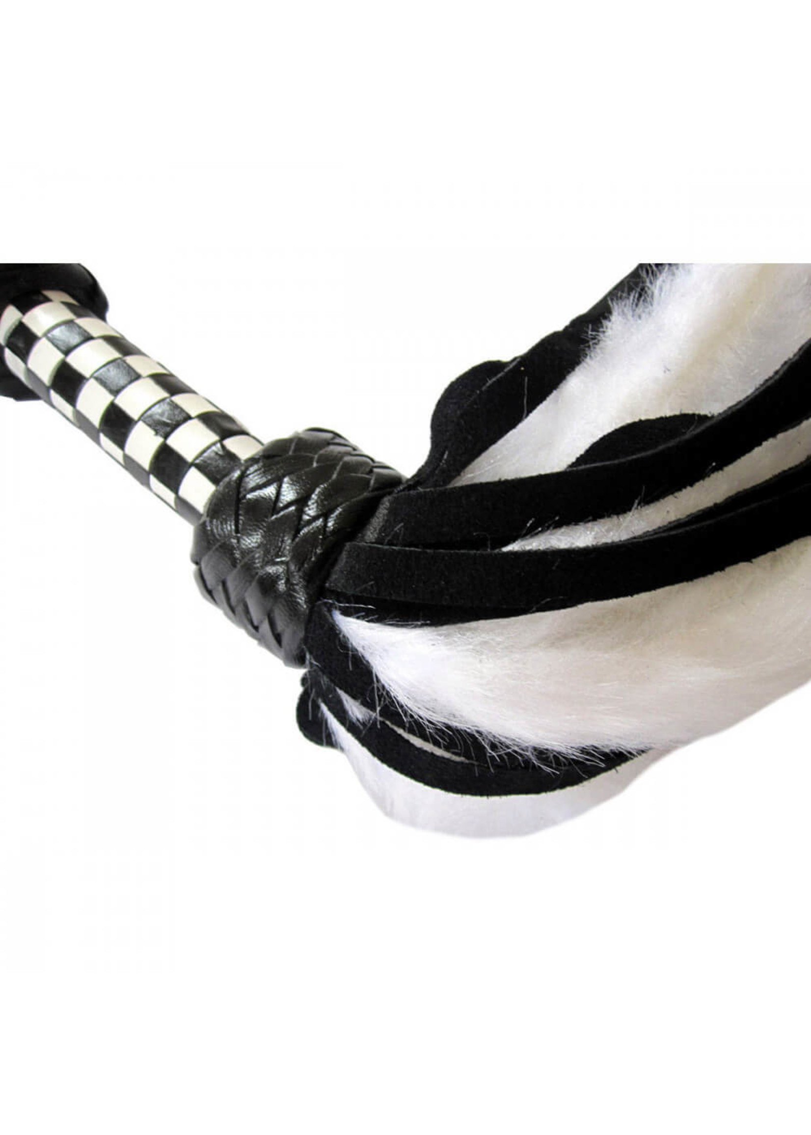 Suede and Fluff MINI Flogger - 18" - White/Black