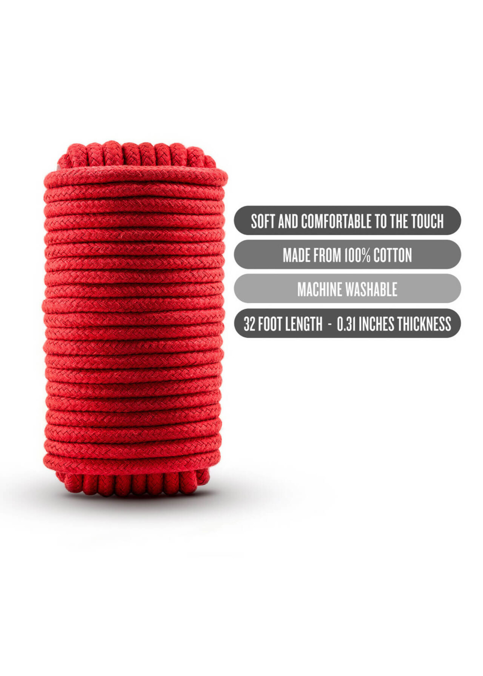 Blush Temptasia - Bondage Rope - 32 Feet - Red