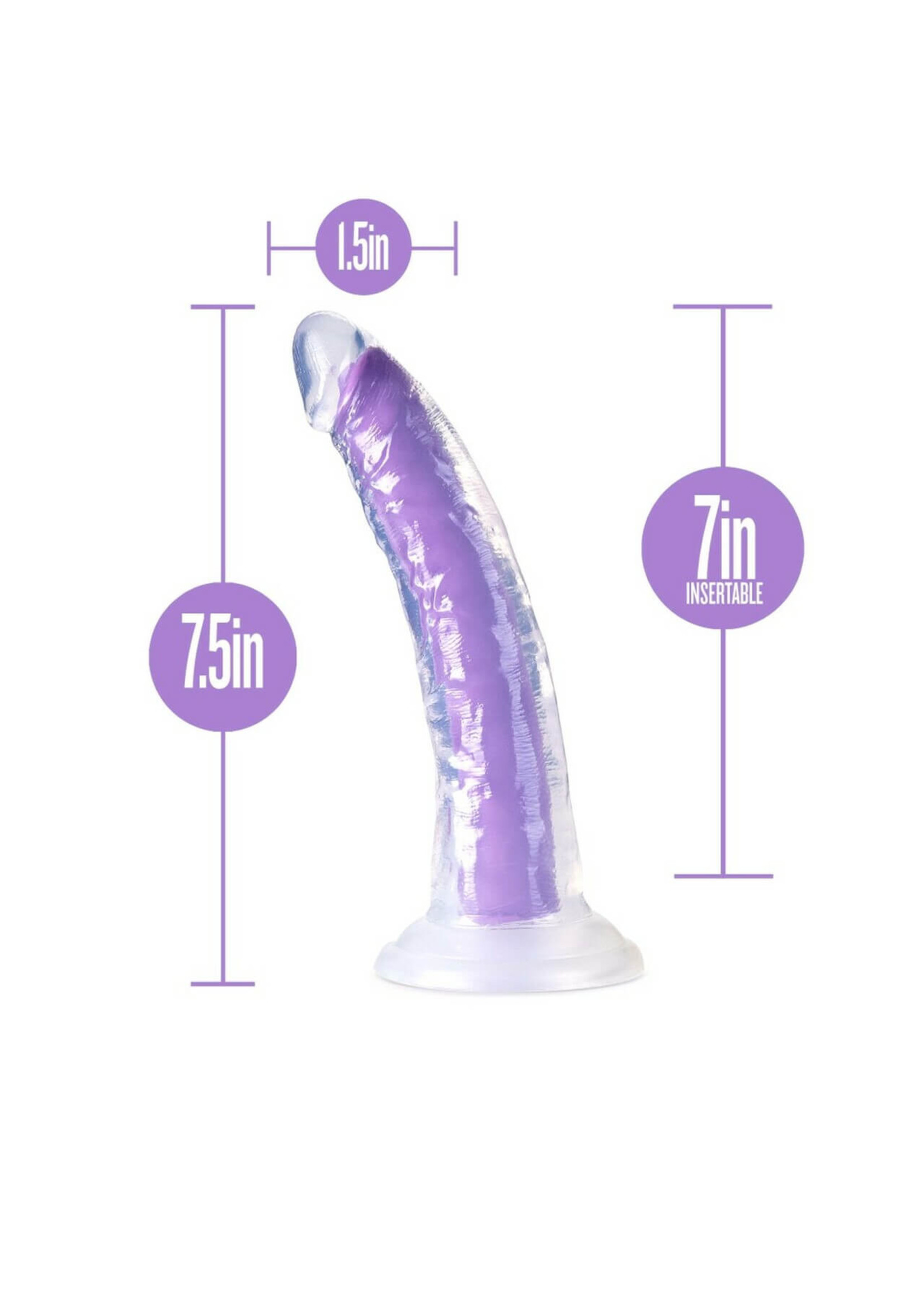 Blush Novelties Neo Elite - Glow in the Dark - Light - 7 inch Silicone Dual Density Dildo - Neon Purple