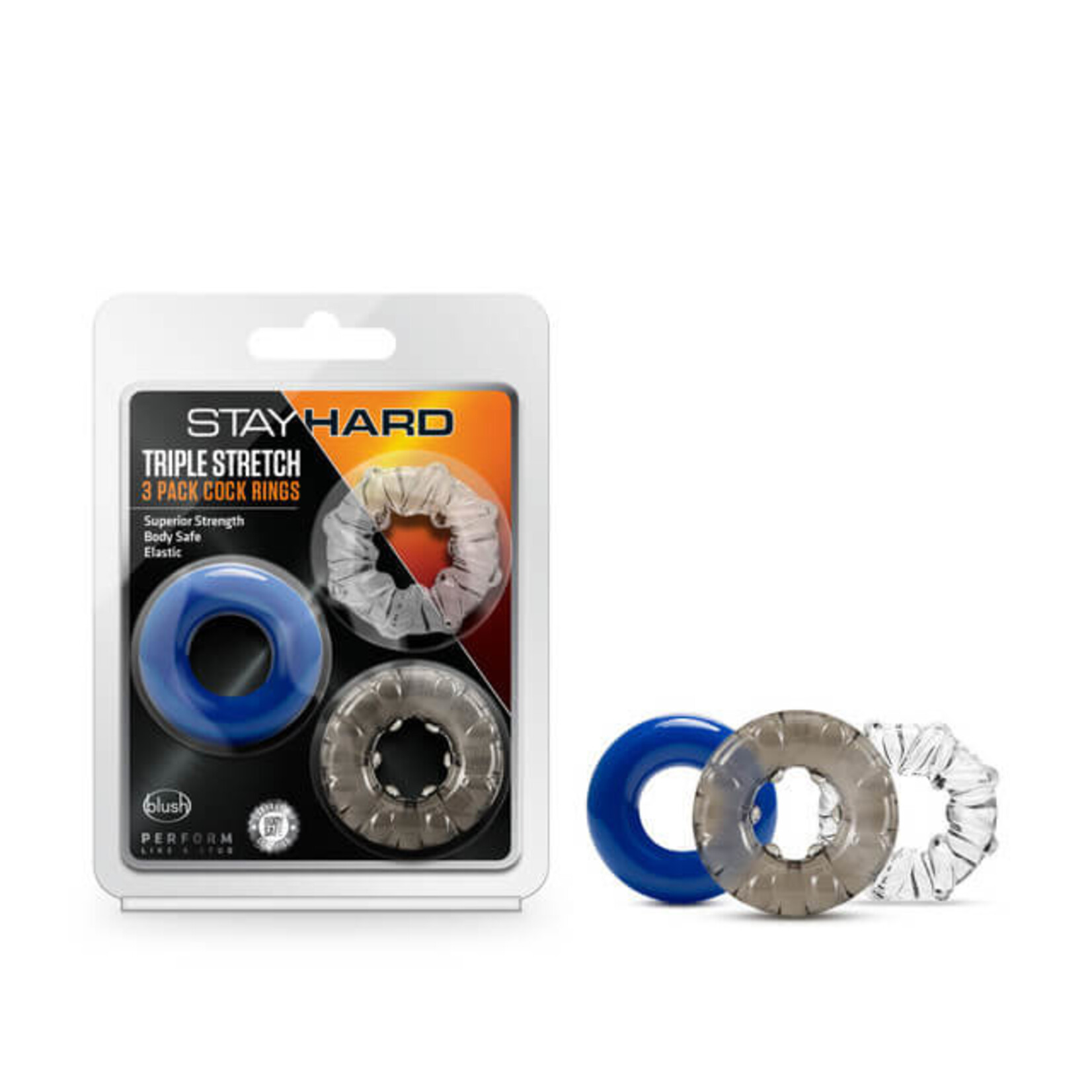 Blush Stay Hard - Triple Stretch 3 Pack Cock Rings