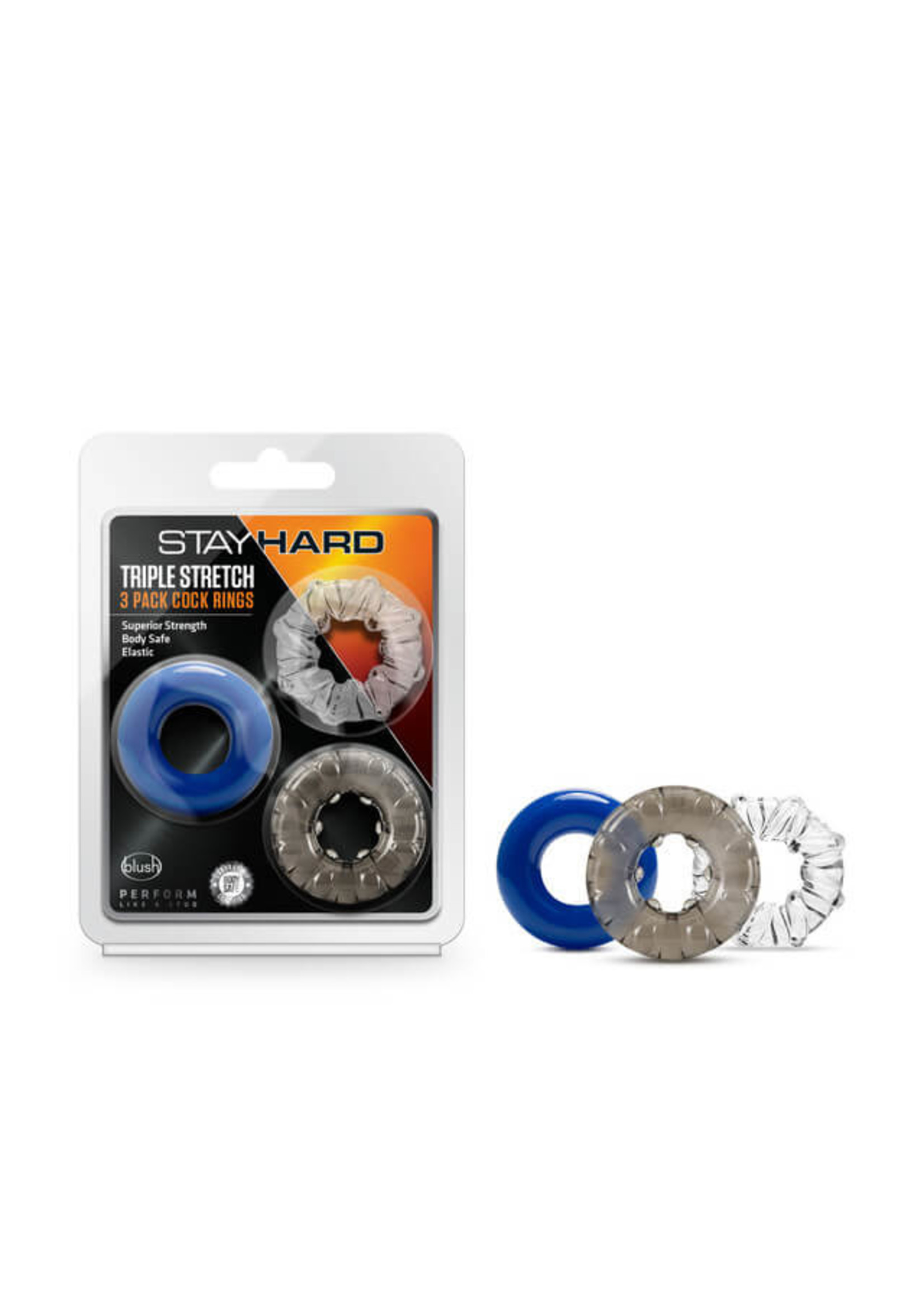 Blush Stay Hard - Triple Stretch 3 Pack Cock Rings