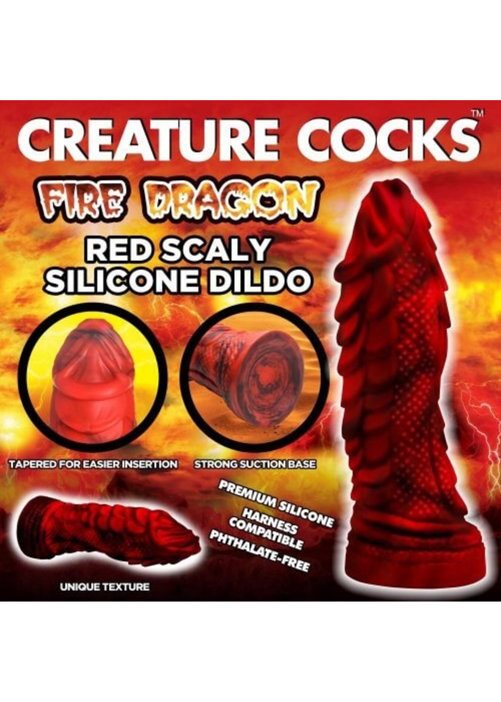 Fire Dragon Red Scaly Silicone Dildo
