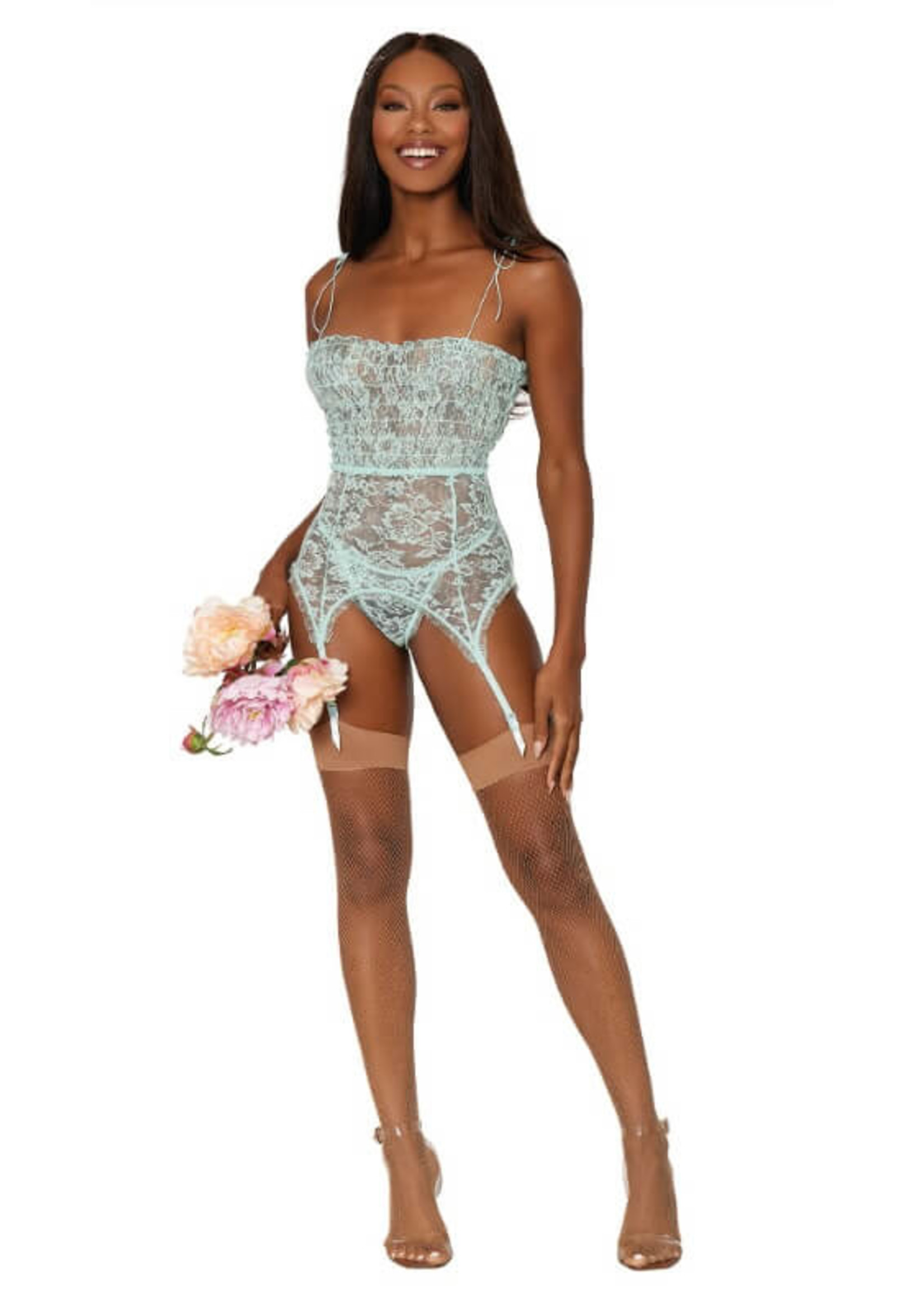 Dreamgirl Lace Garterslip & G-string Set