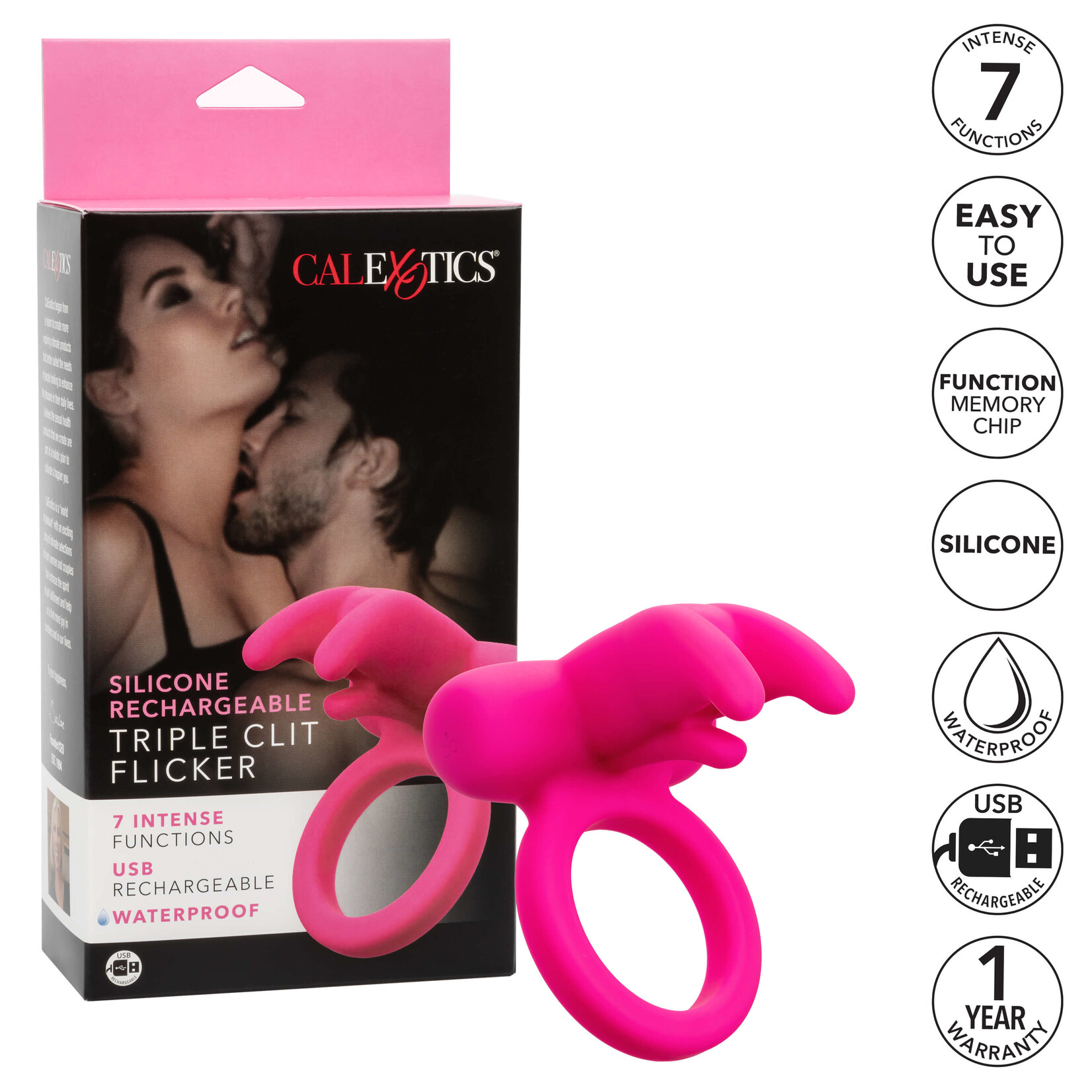 Cal Exotic Novelties Silicone Rechargeable Triple Clit Flicker