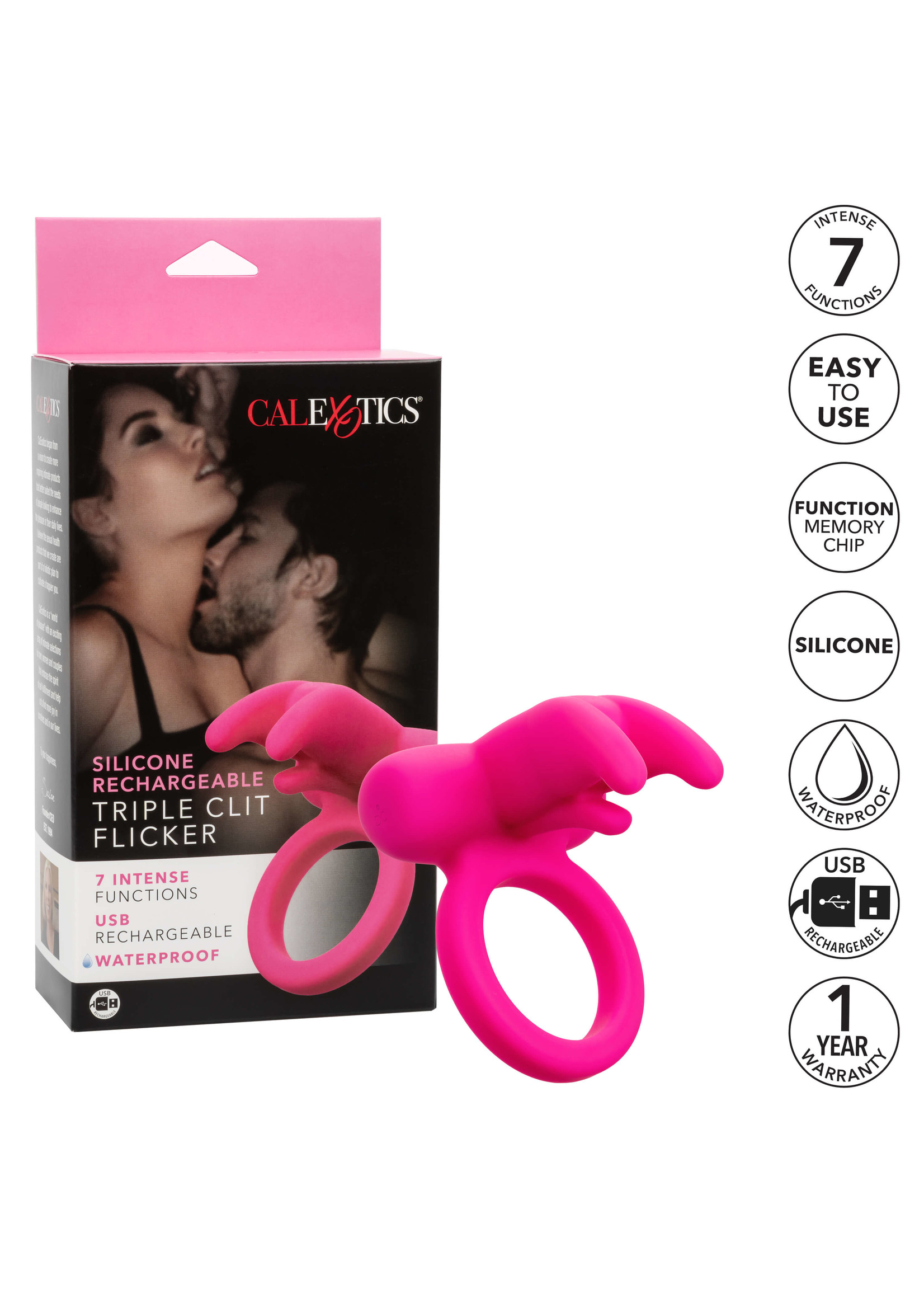 Cal Exotic Novelties Silicone Rechargeable Triple Clit Flicker