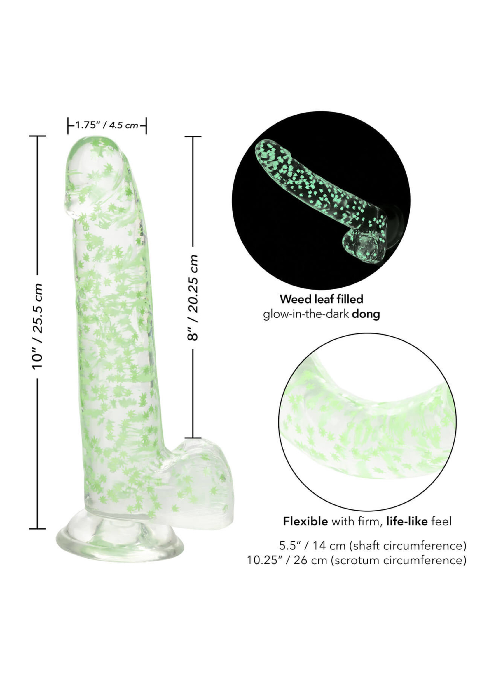Cal Exotic Novelties Naughty Bits- I Leaf Dick-  Glow-In-The-Dark Weed Leaf Dildo
