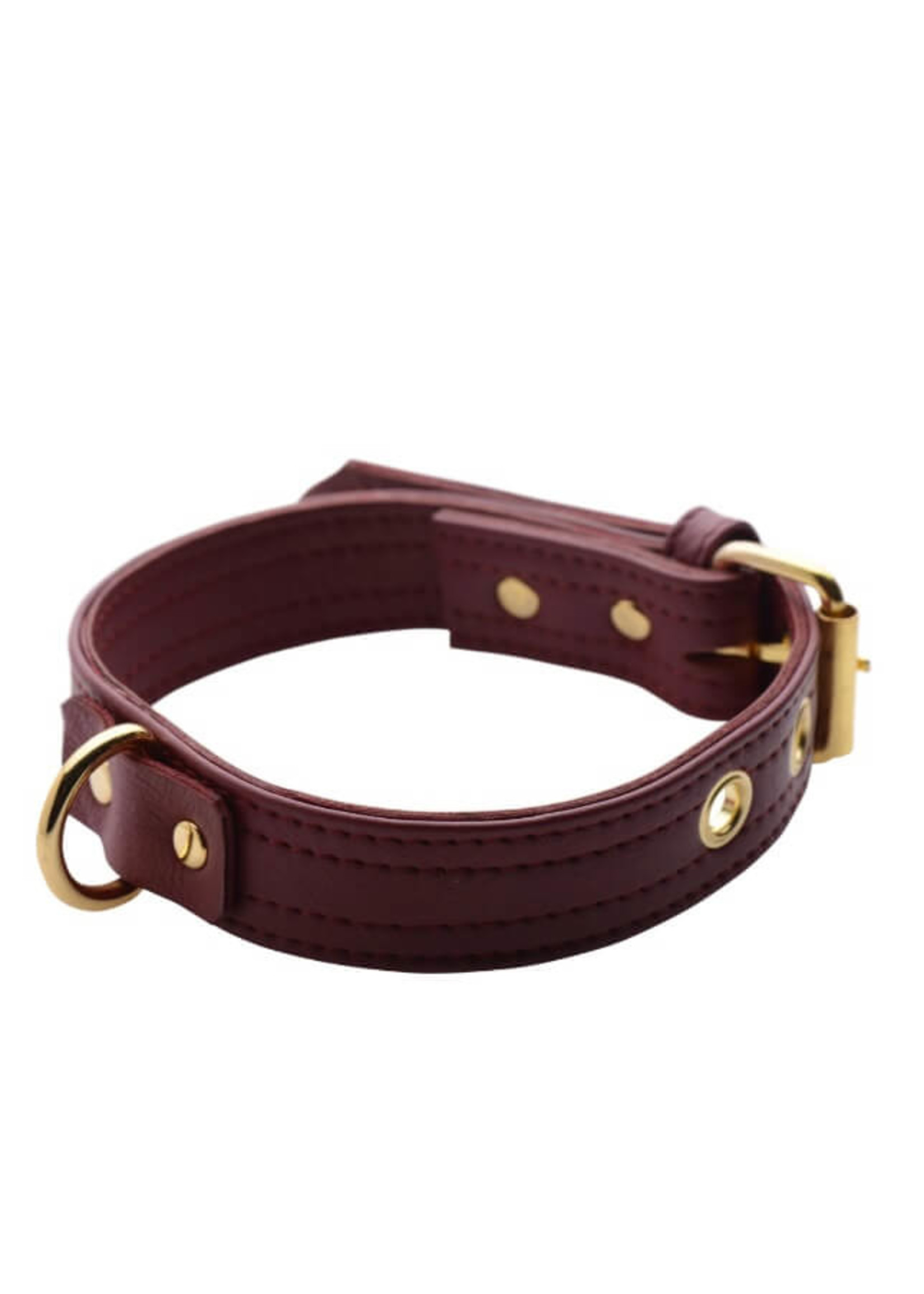 Strict Leather Luxury Burgundy Locking Collar