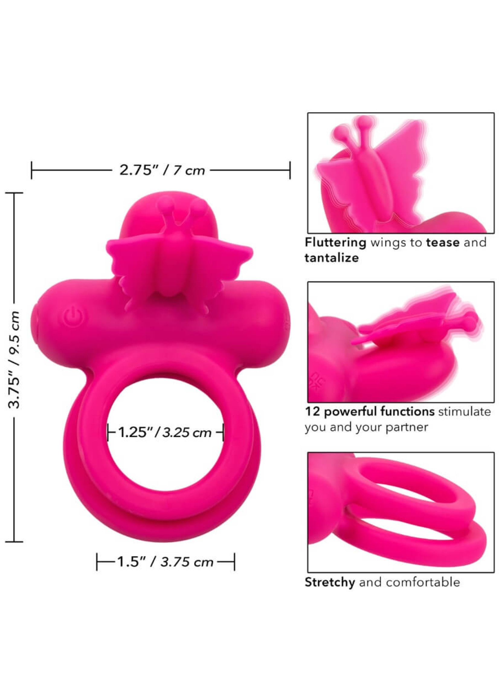 Cal Exotic Novelties Silicone Rechargeable Dual Butterfly Ring
