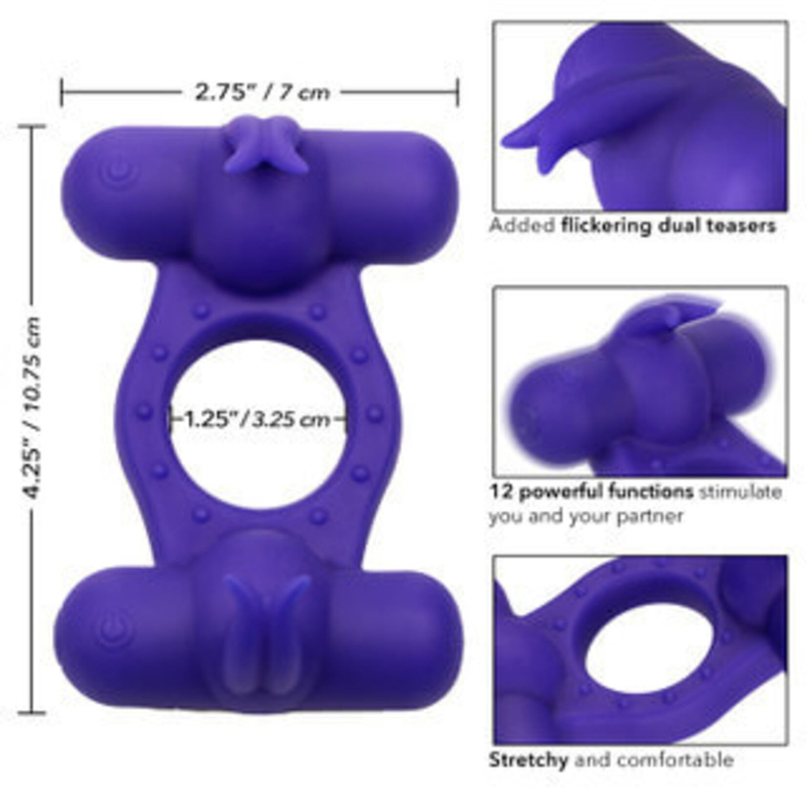 Cal Exotic Novelties Silicone Rechargeable Triple Orgasm Enhancer