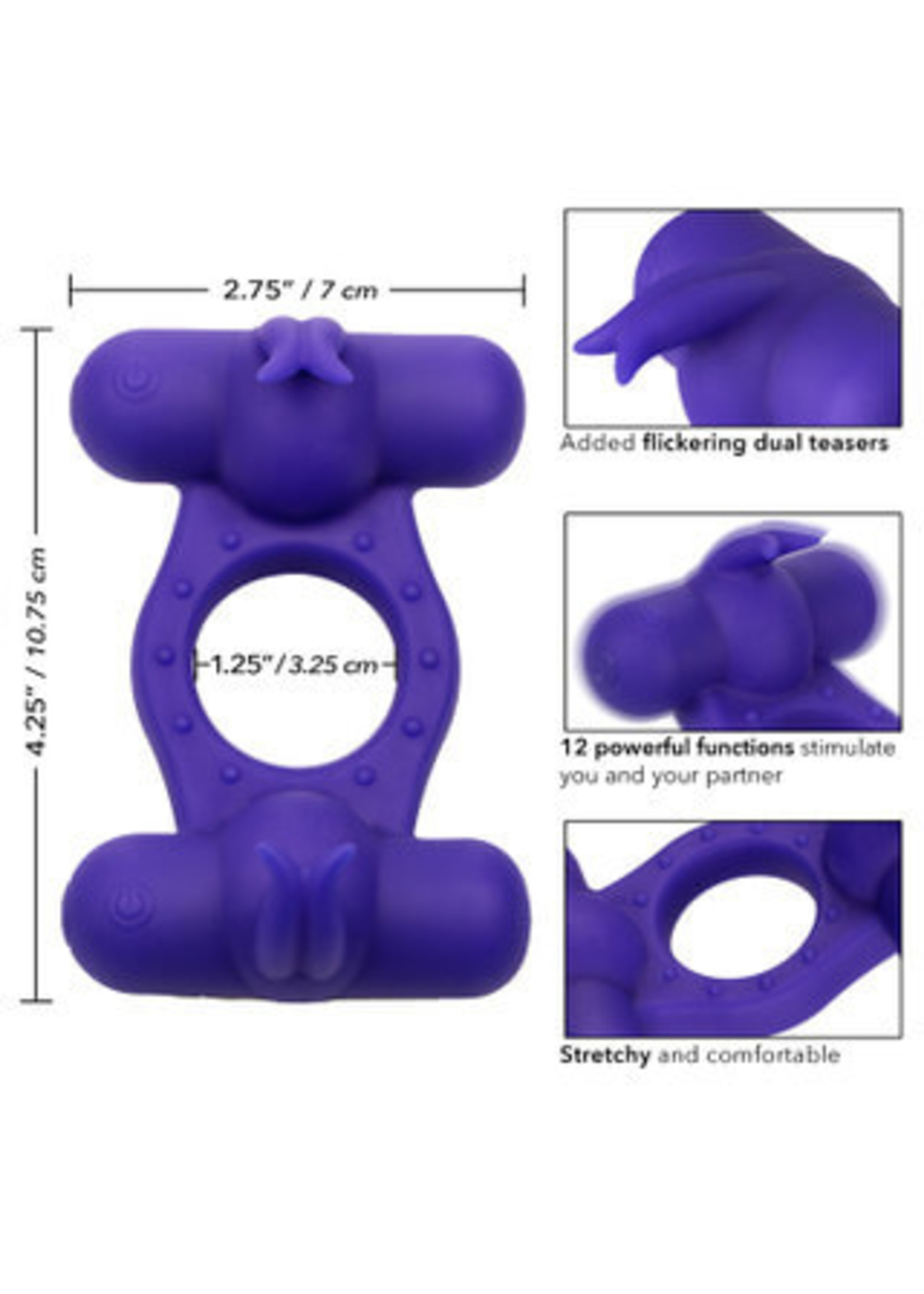 Cal Exotic Novelties Silicone Rechargeable Triple Orgasm Enhancer