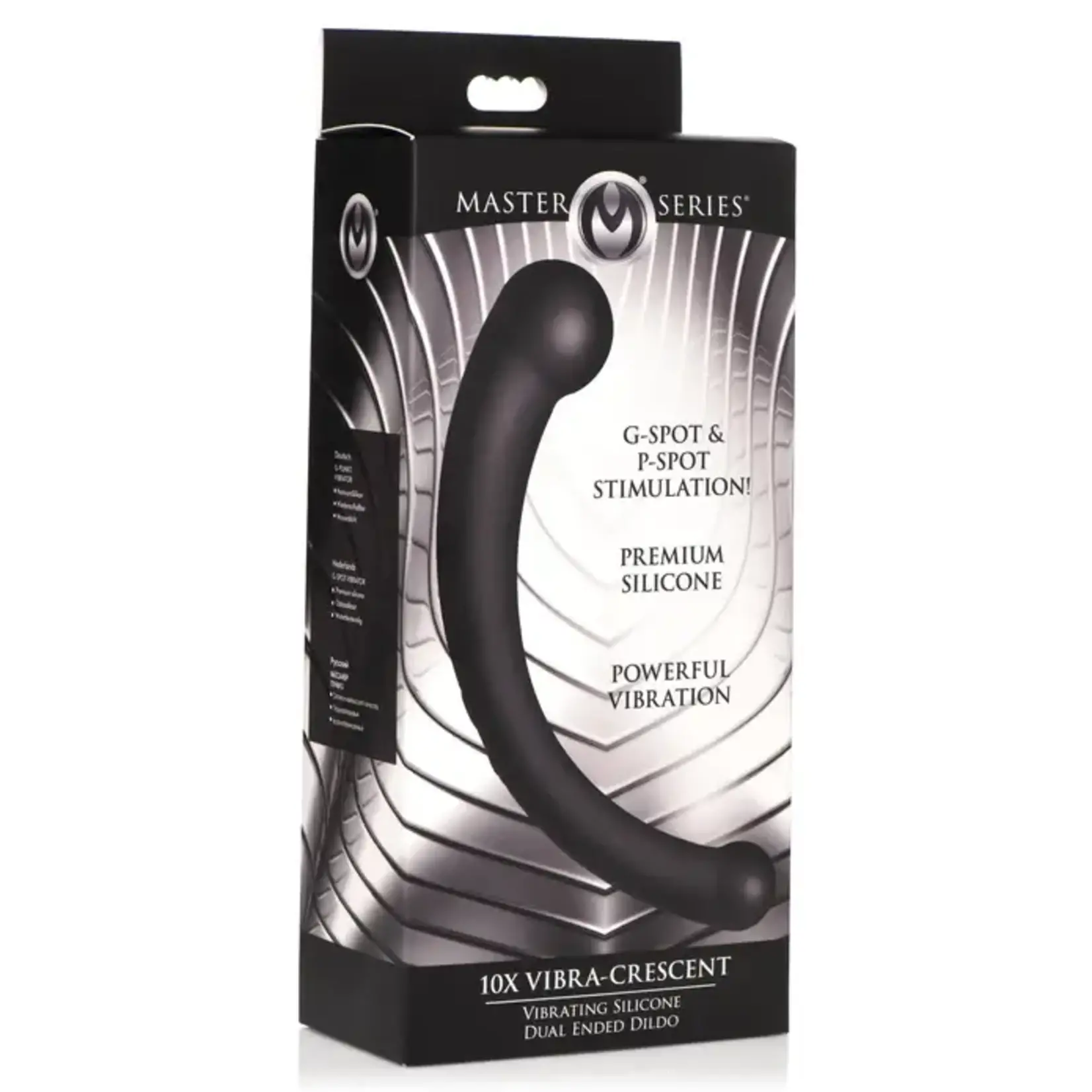 10X Vibra-Crescent Vibrating Silicone Dual Ended Dildo - Black