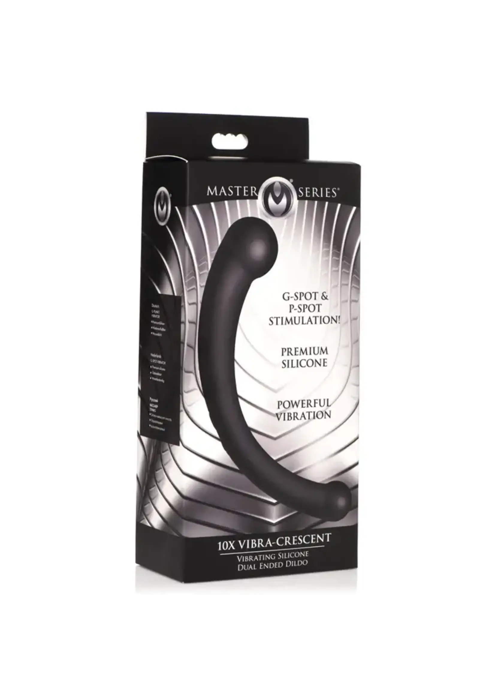 10X Vibra-Crescent Vibrating Silicone Dual Ended Dildo - Black