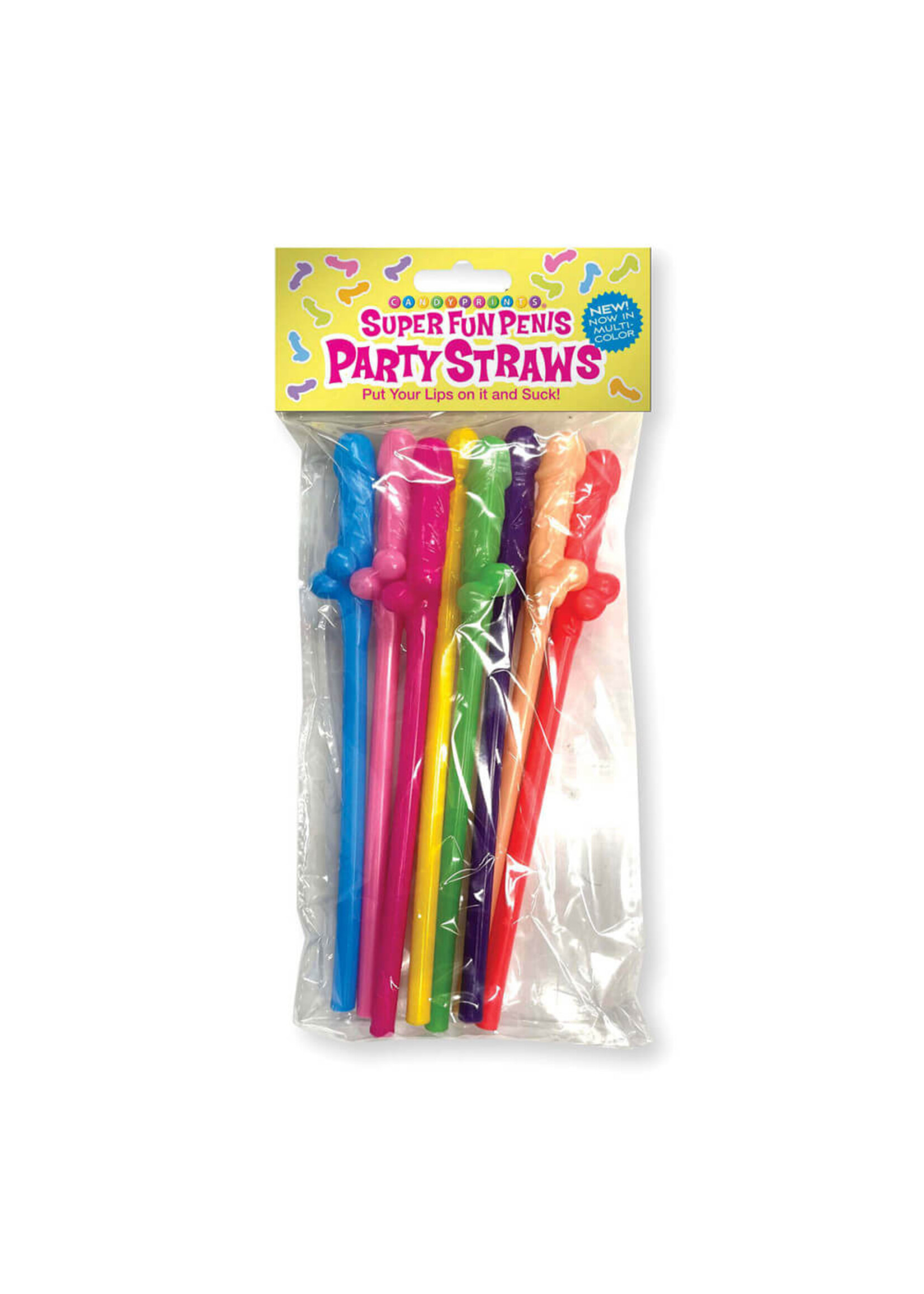 Super Fun Penis Straws Multicolor 8pk