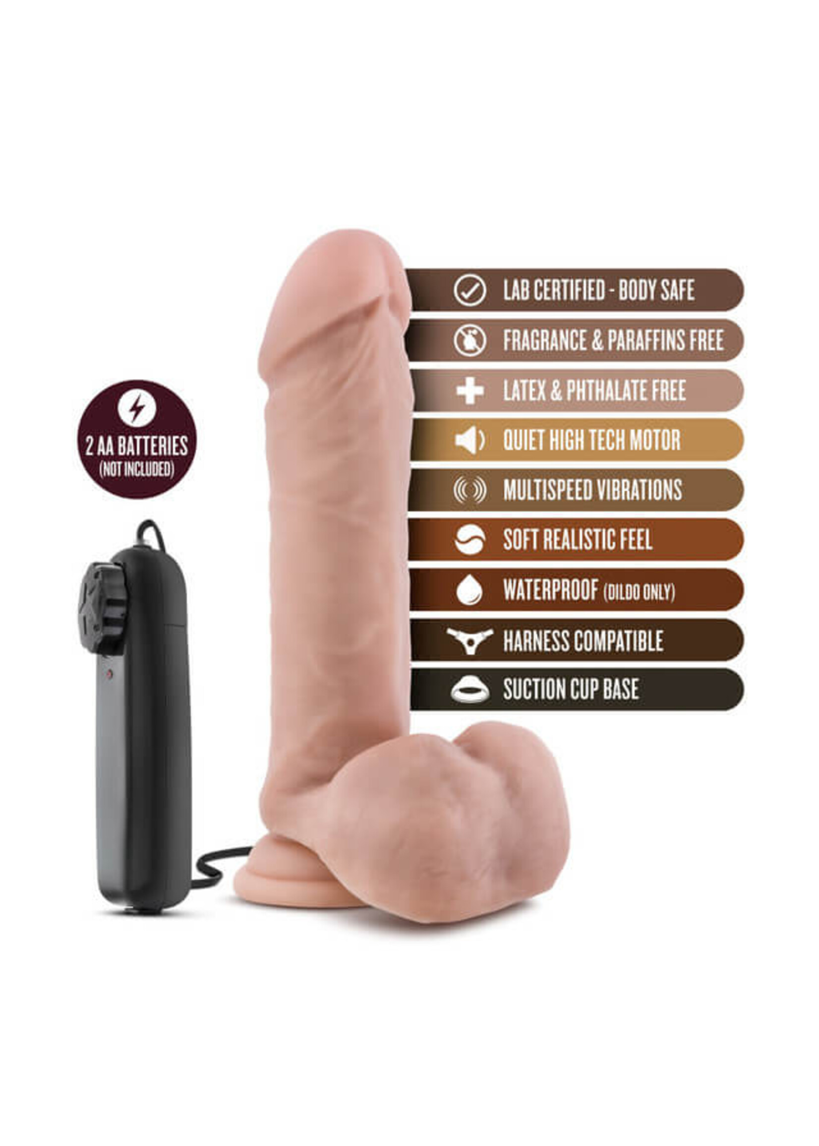 Blush Loverboy - The Goalie - Vibrating 8 Inch Realistic Dildo - Vanilla