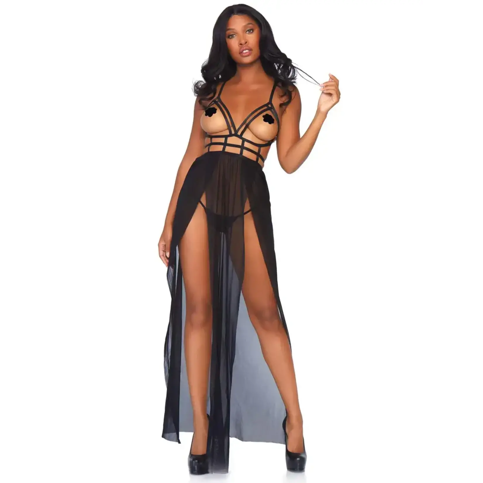 Leg Avenue Yours Always Open Cup Gown Set