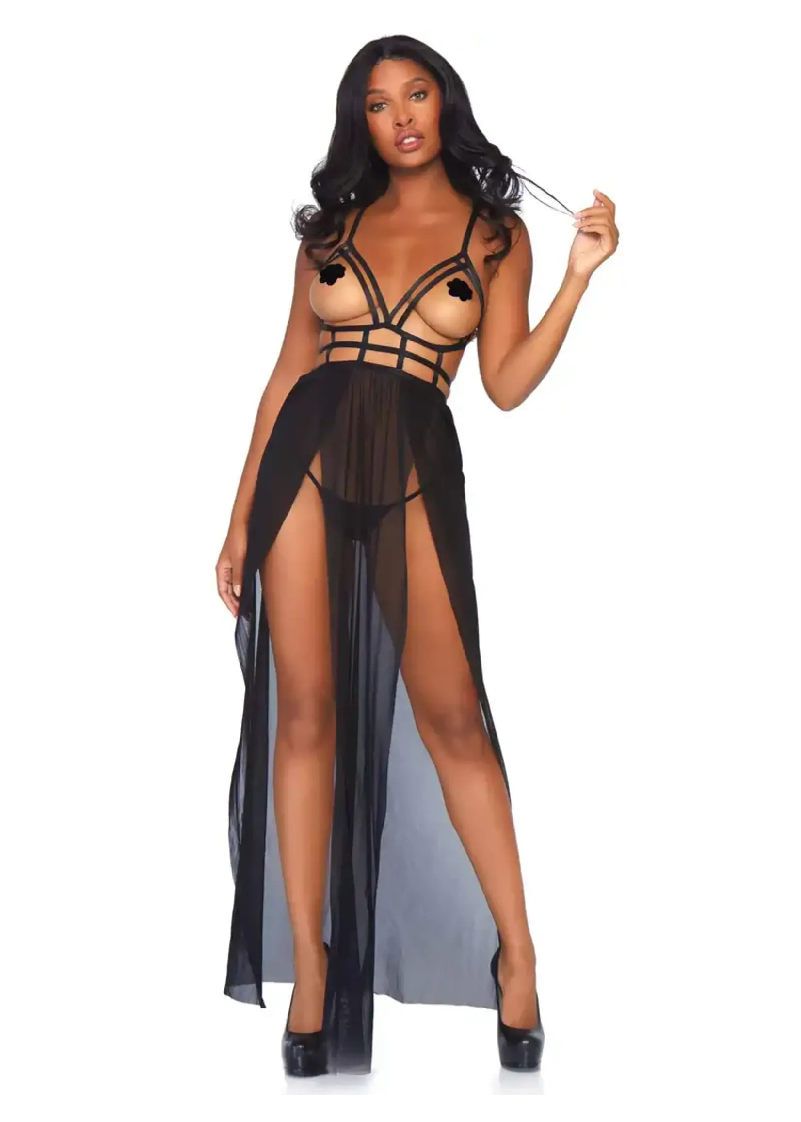 Leg Avenue Yours Always Open Cup Gown Set