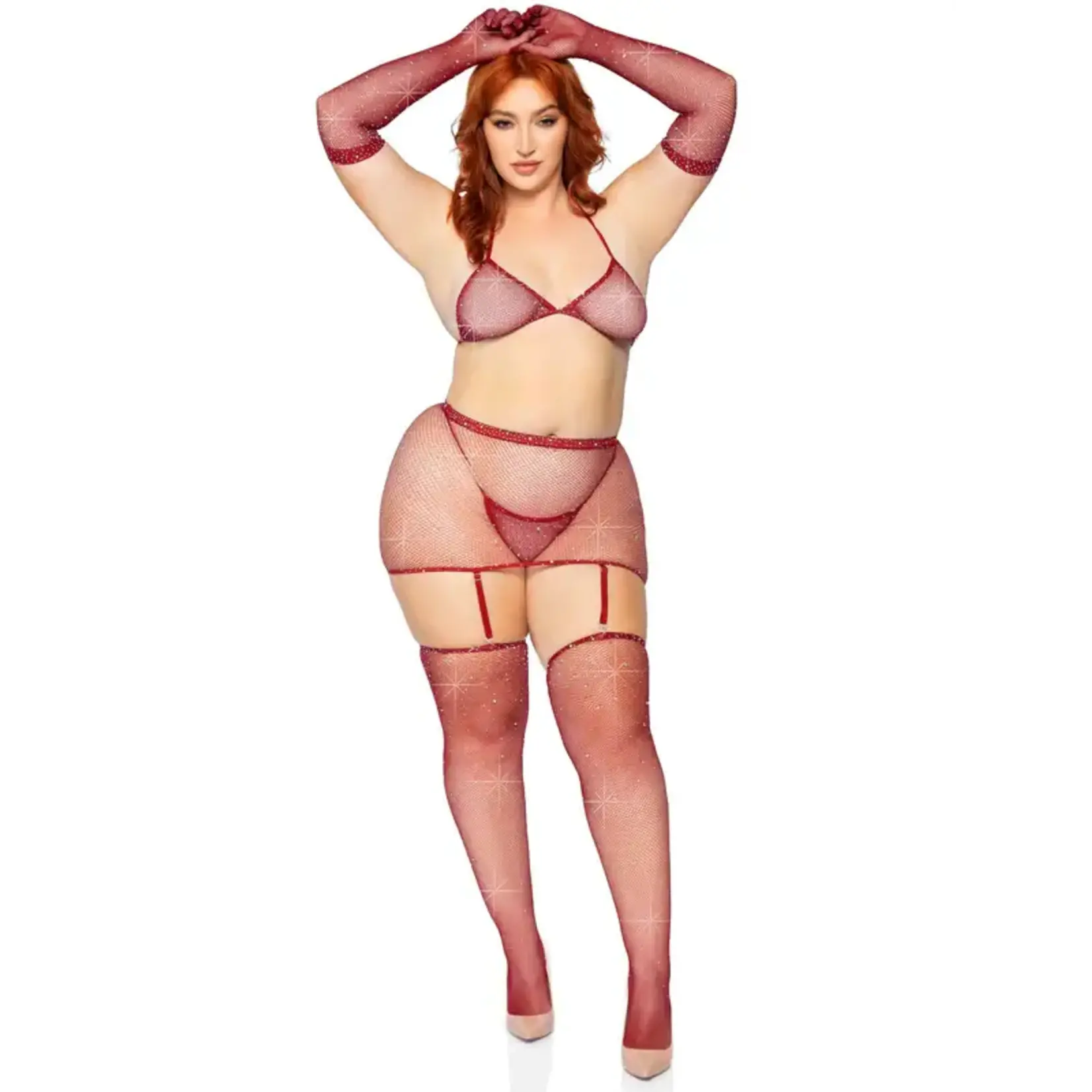 Leg Avenue Risk Taker Plus Rhinestone Bra Set