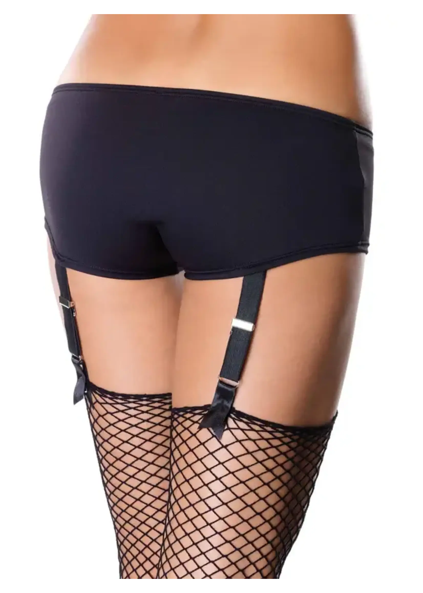 Leg Avenue Basic Garter Boy Shorts With Ribbon Bow