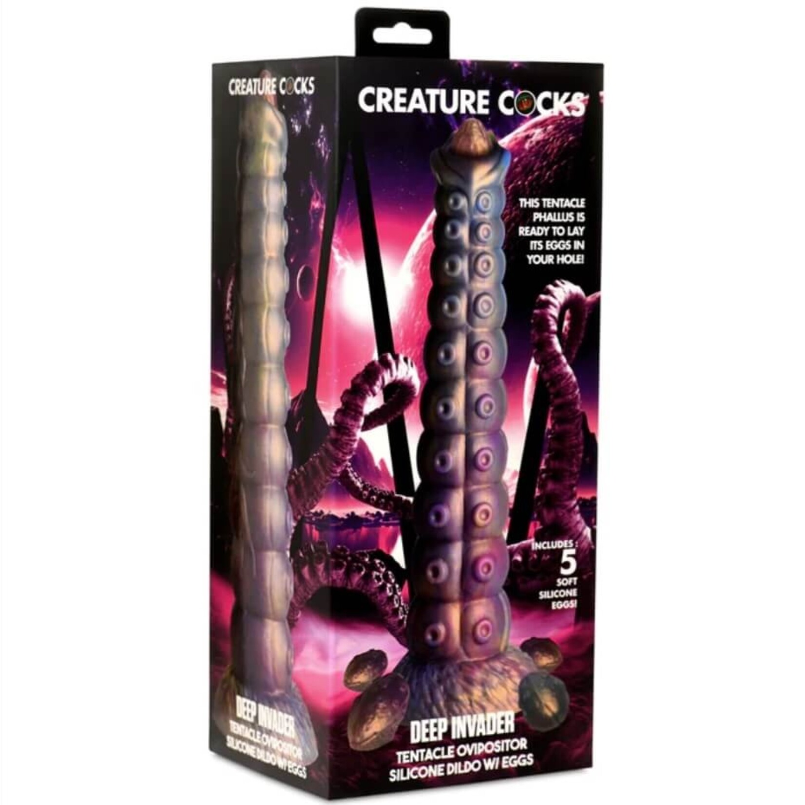 Creature Cocks Deep Invader Tentacle Ovipositor Silicone Dildo w/Eggs