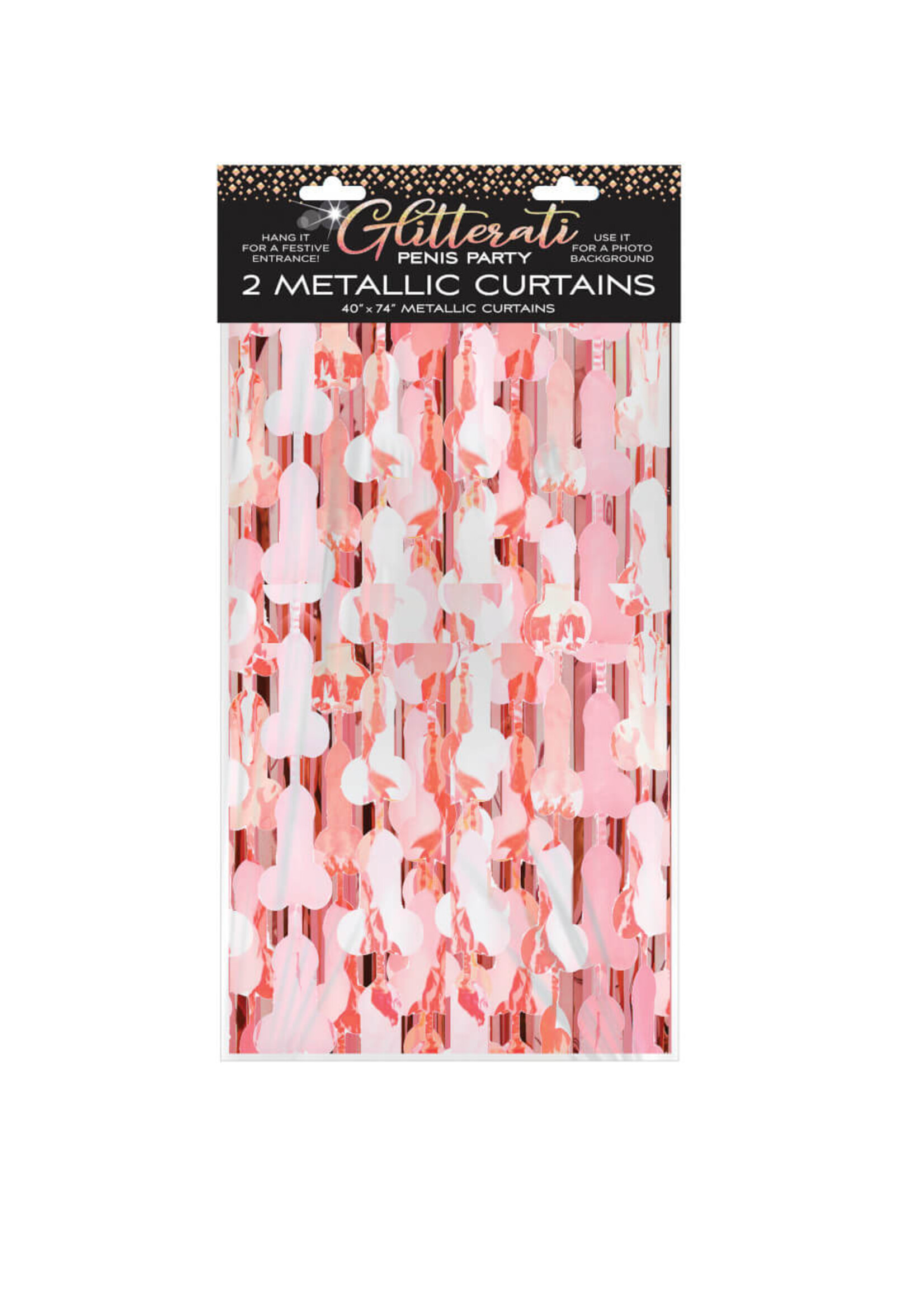 Glitterati Penis Metallic Foil Curtain Set of 2