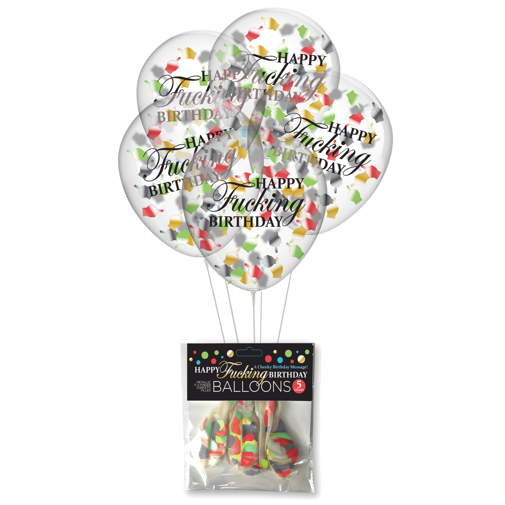 Happy Fucking Birthday FU Finger Confetti Balloons