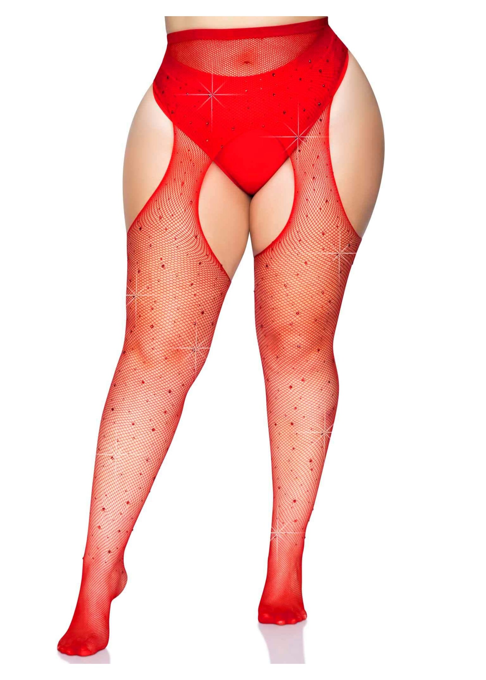 Leg Avenue Casey Rhinestone Fishnet Suspender Pantyhose