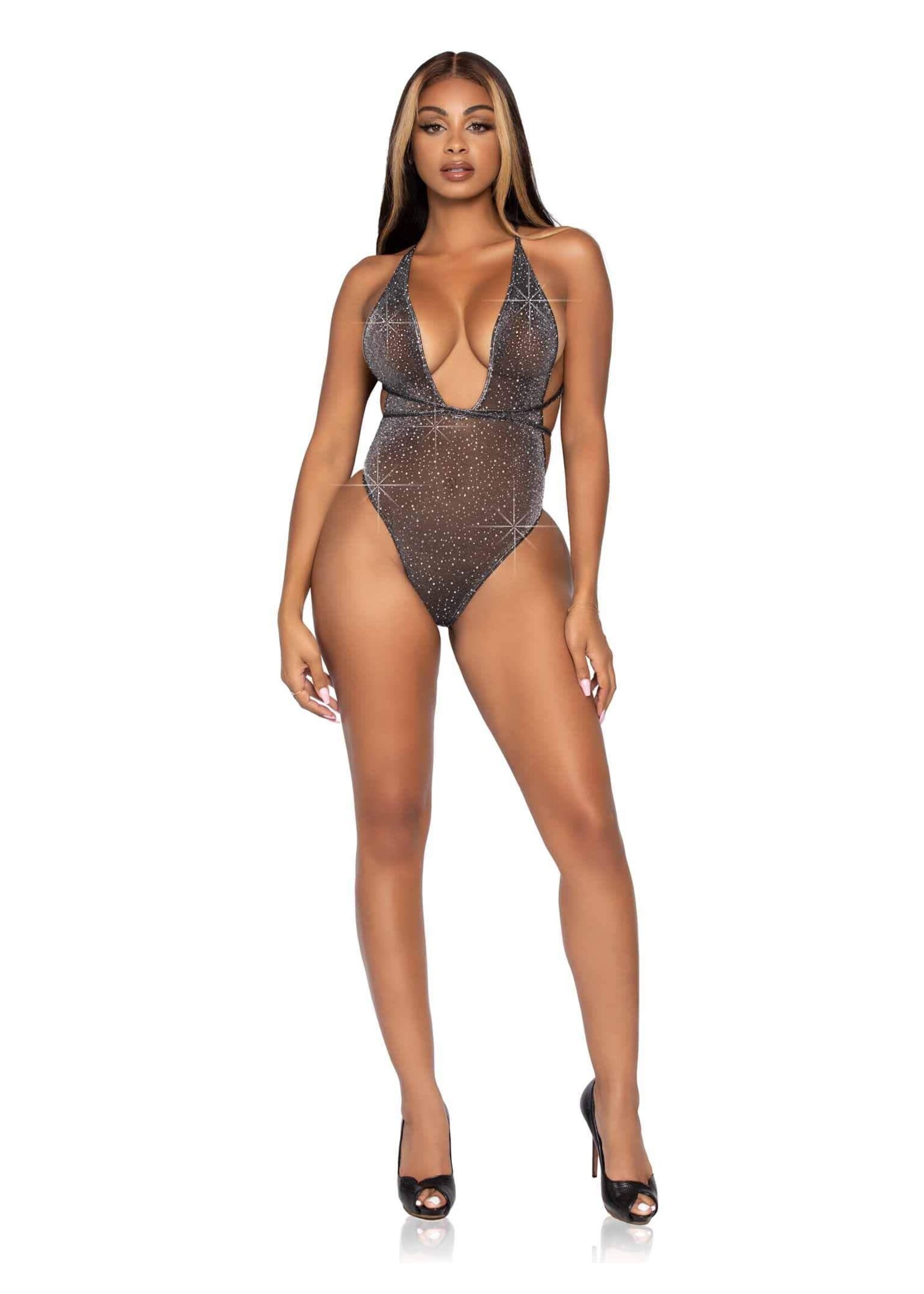 Leg Avenue Convertible Plunging Rhinestone Teddy