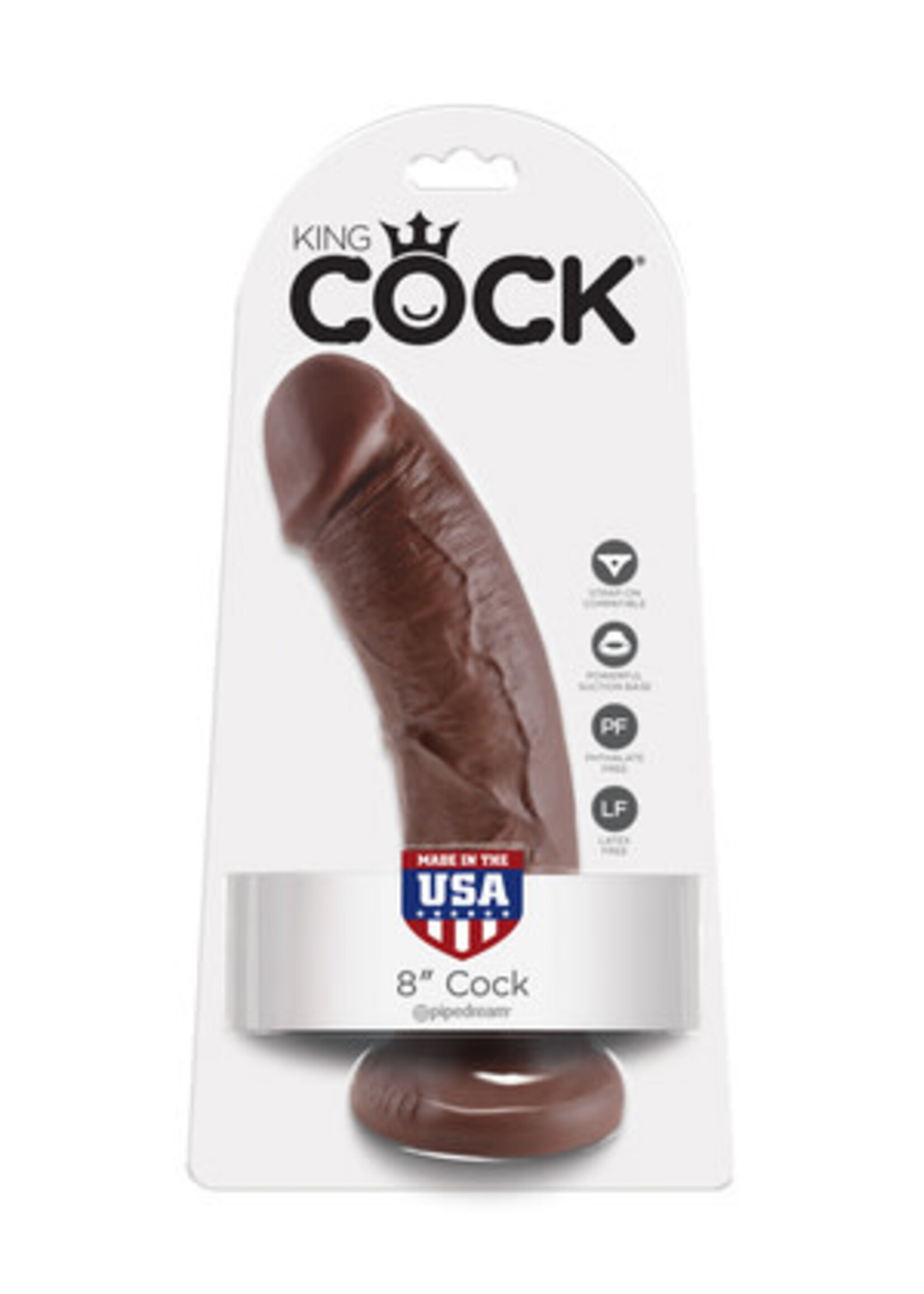 Pipedream King Cock- 8" Cock- Brown