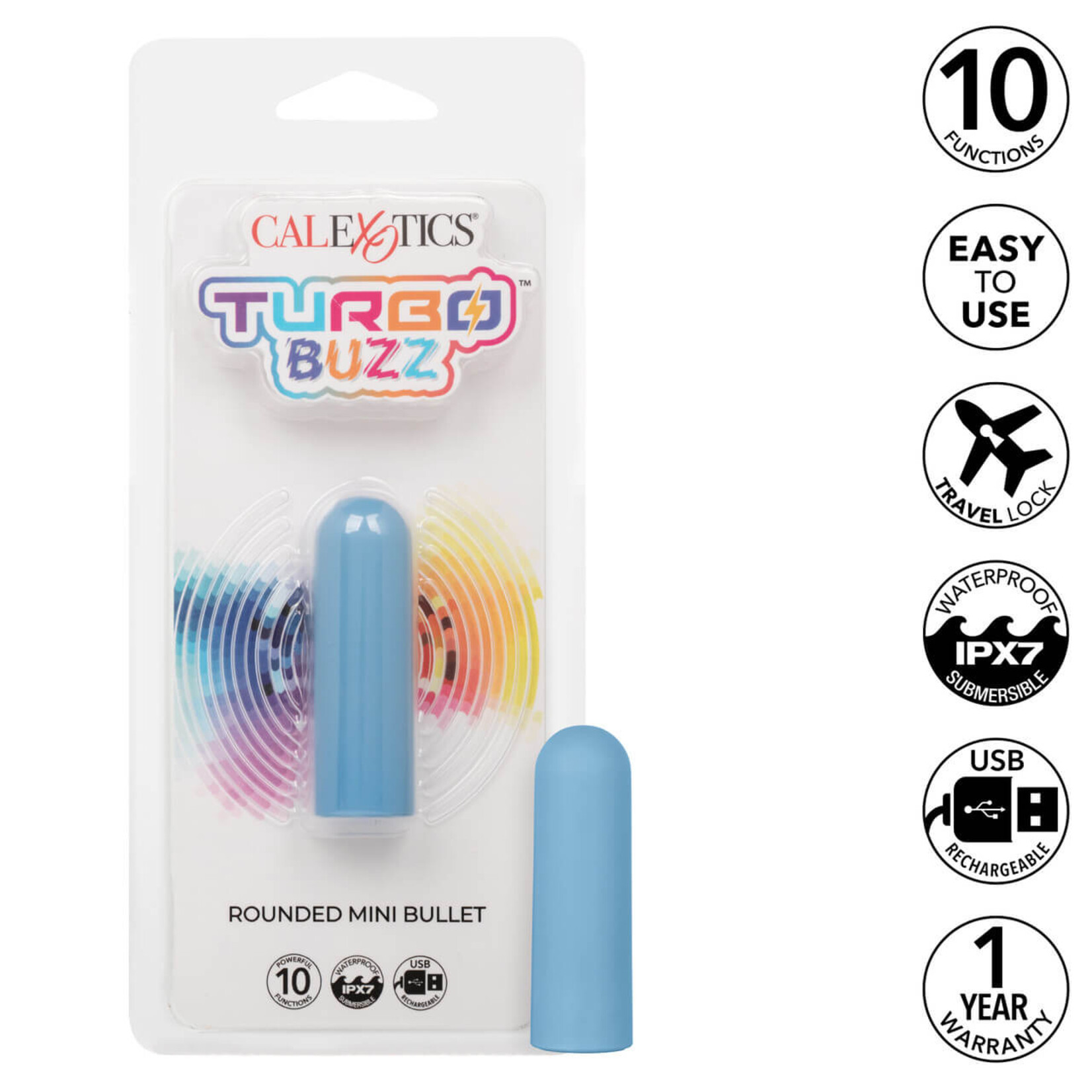 Cal Exotic Novelties Turbo Buzz Rounded Mini Bullet - Blue