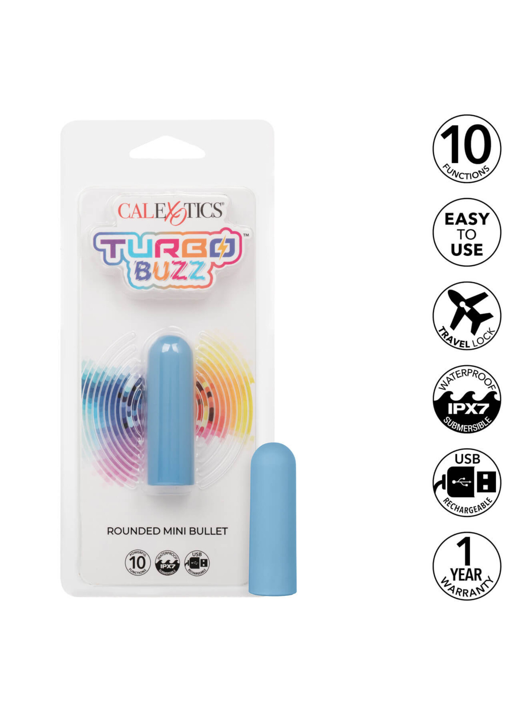 Cal Exotic Novelties Turbo Buzz Rounded Mini Bullet - Blue