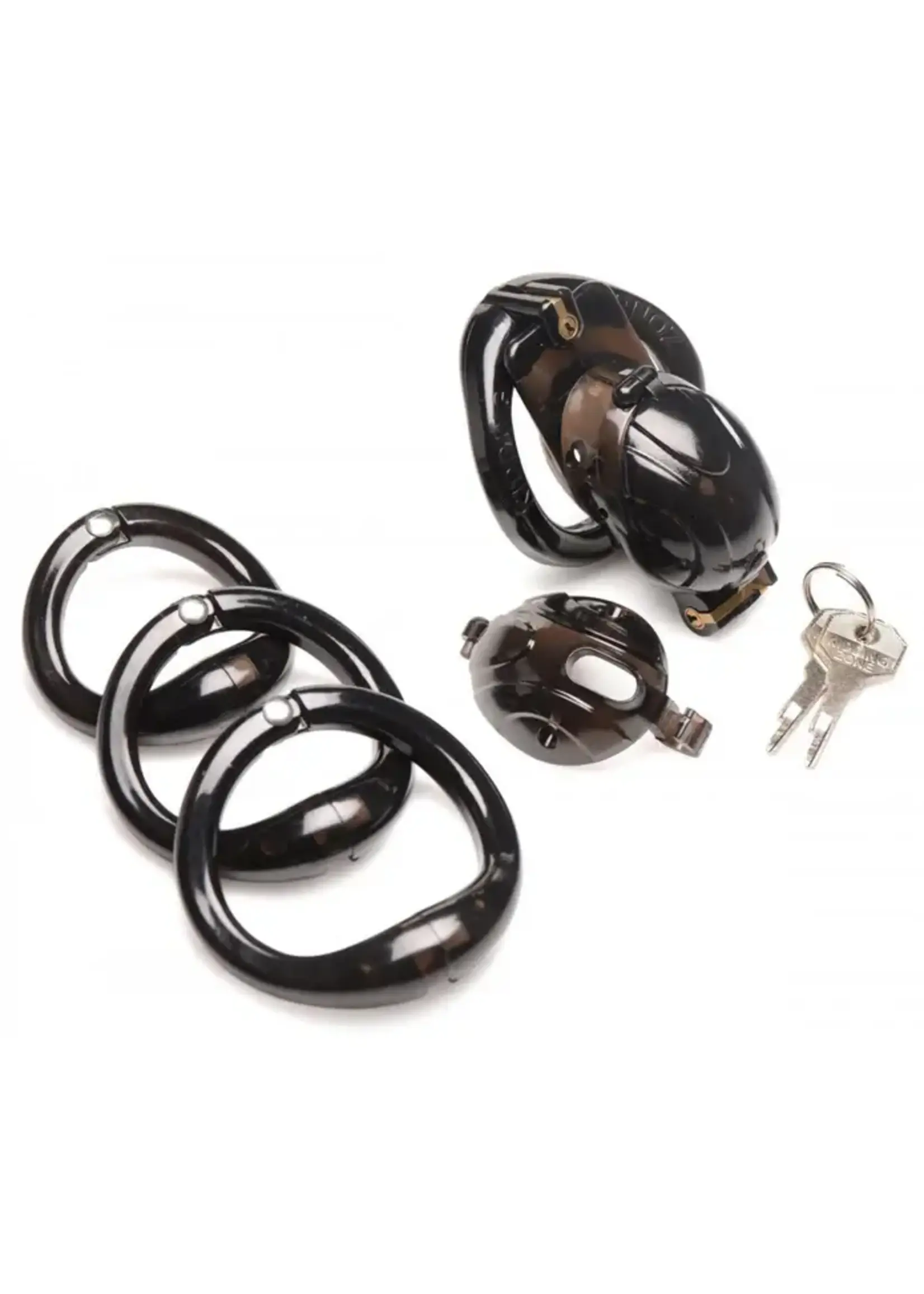 Double Lockdown Locking Customizable Chastity Cage - Black